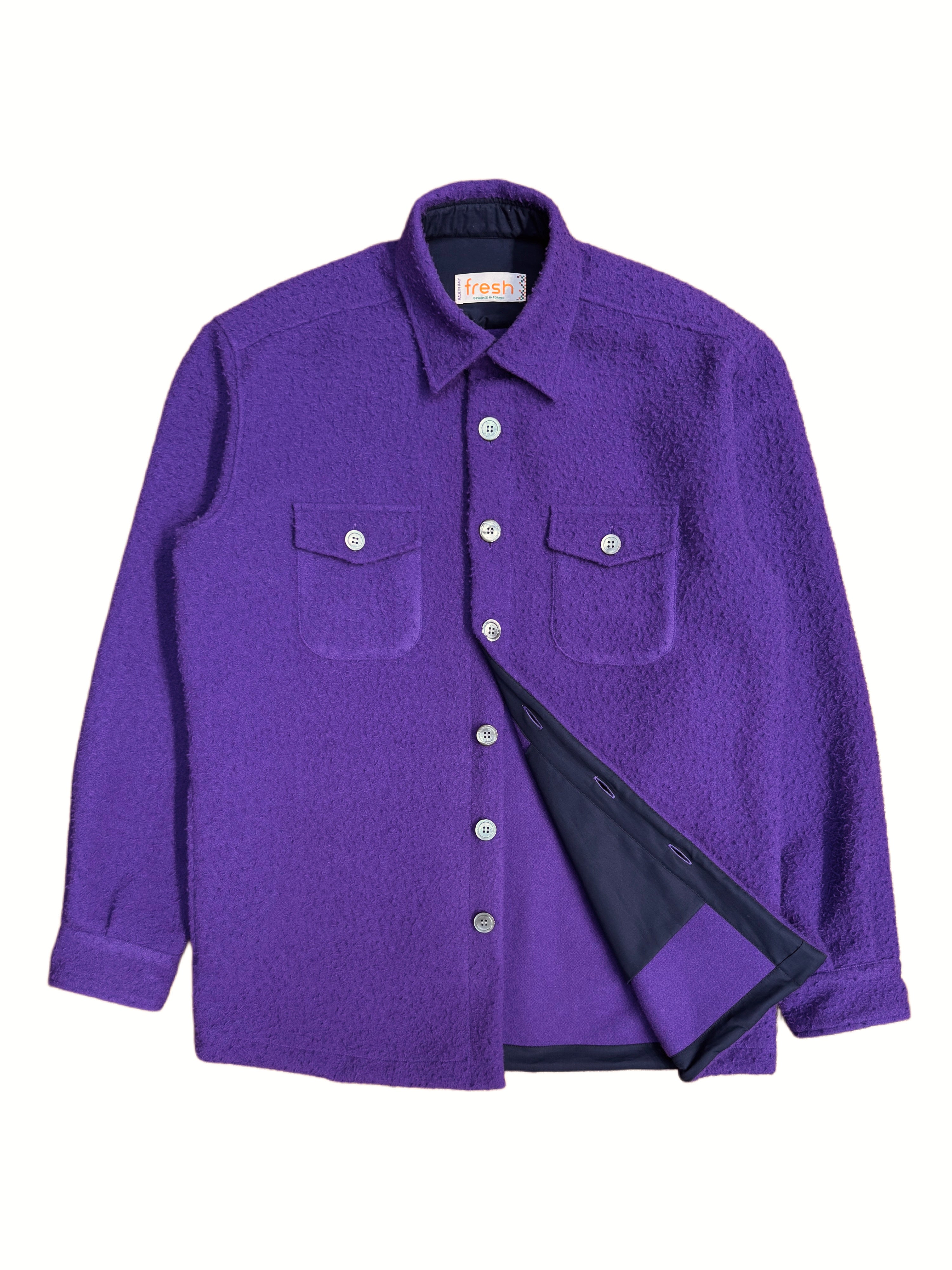 FRESH Casentino Wool Overshirt in Purple