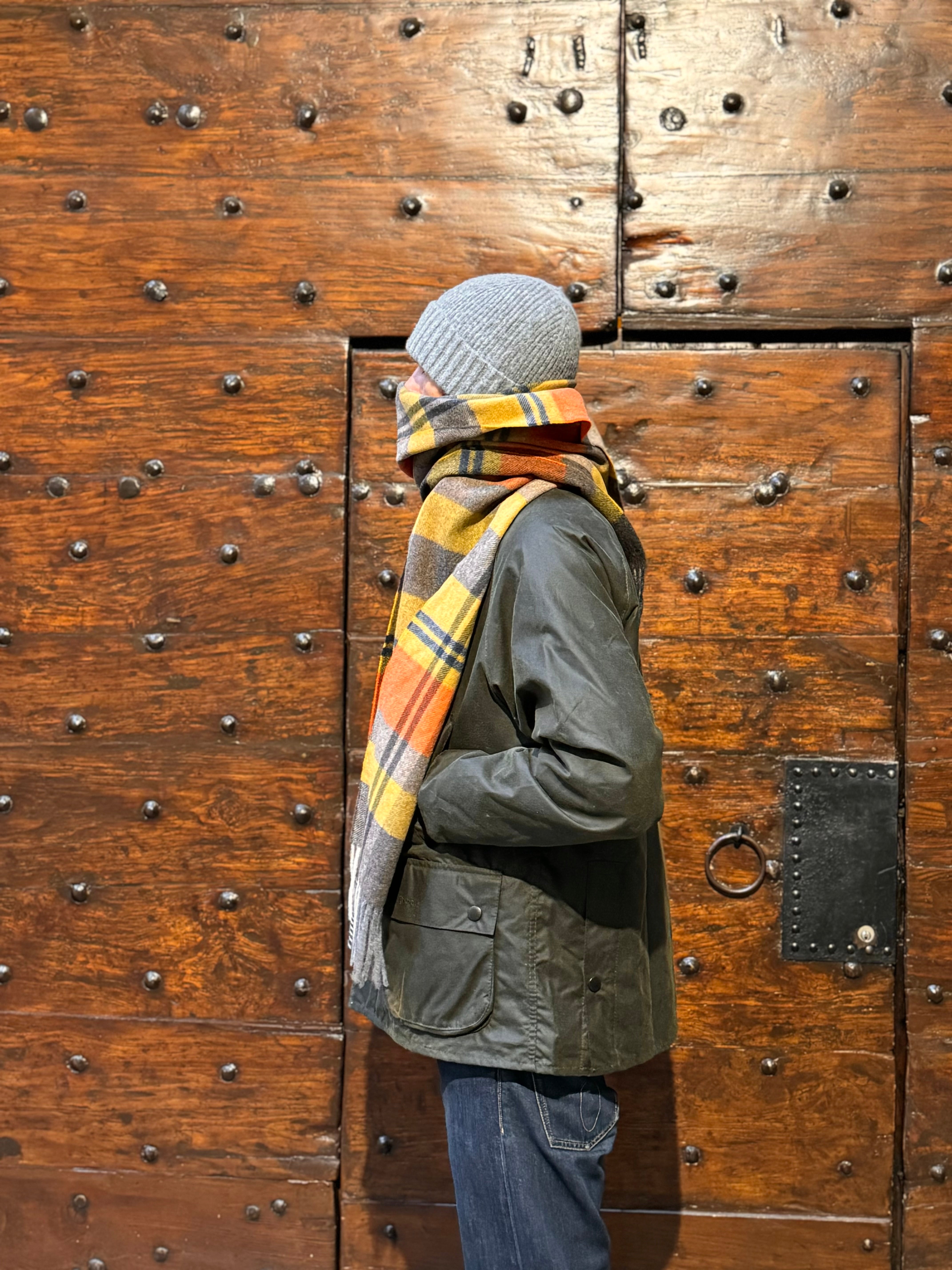 Sciarpa in lana tartan arancione FRESCO