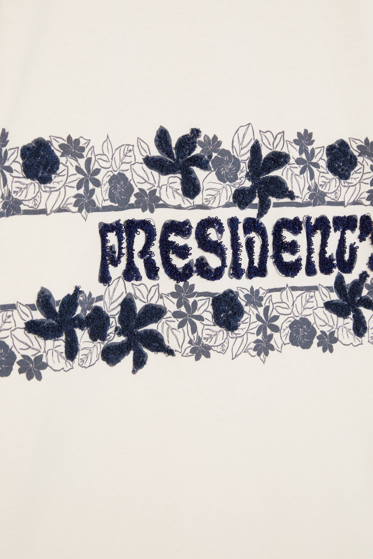 PRESIDENT’S Flower T-Shirt In Ecru And Blue Washed Jersey