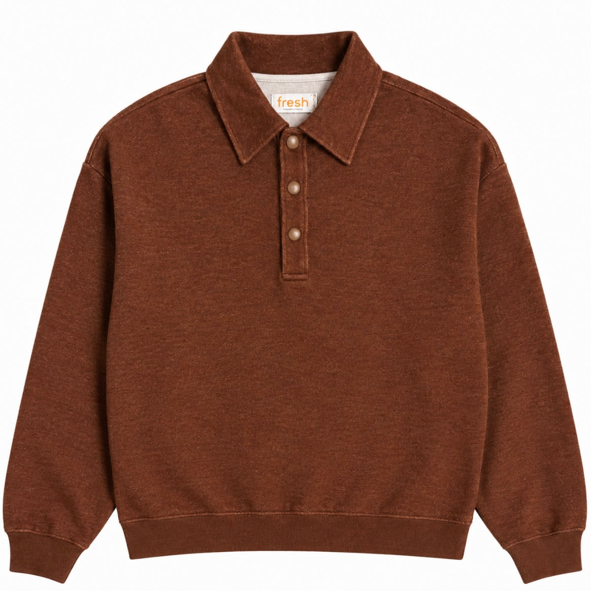 FRESH Bamboo Polo Sweater In Brick Red