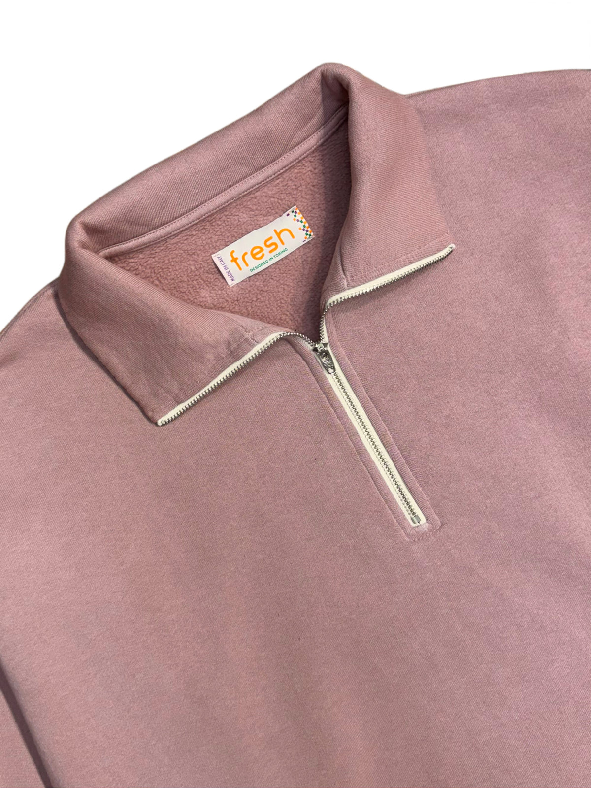 FRESH Barry Cotton Quarter-Zip Sweatshirt  in Antique Pink