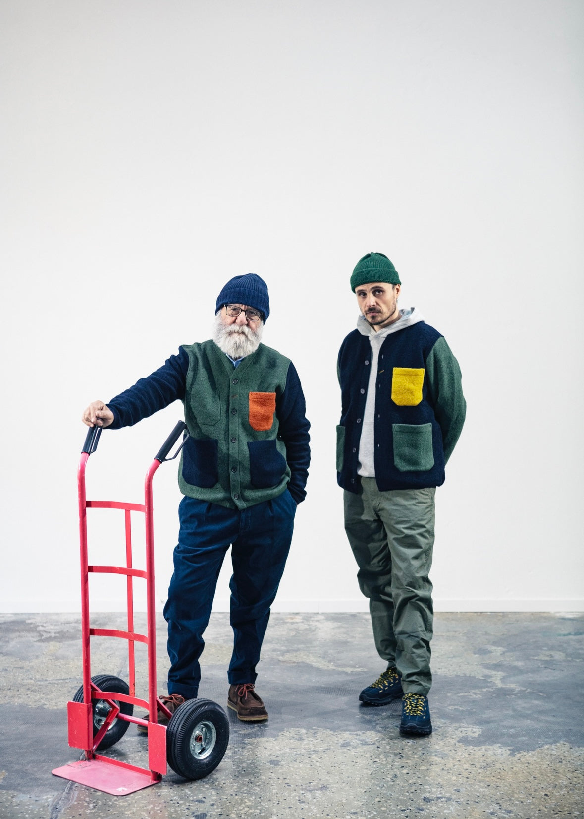 UNIVERSAL WORKS x Fresh Cardigan Wool Fleece Navy Yellow