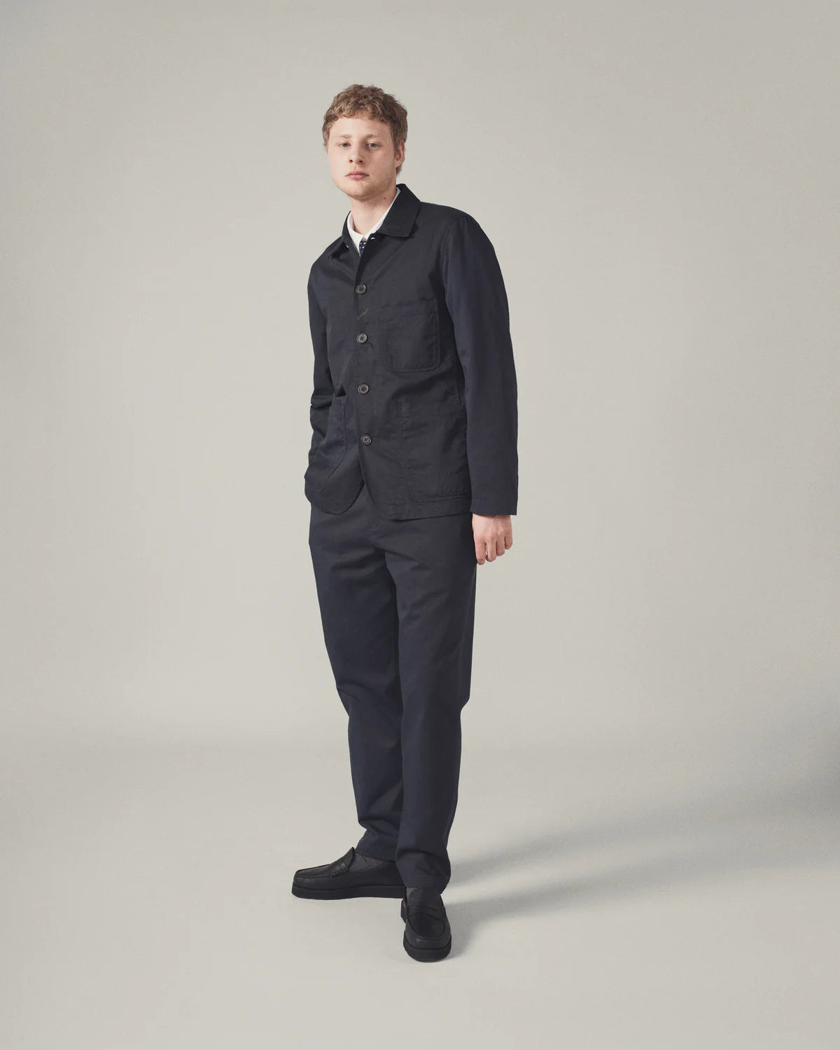 UNIVERSAL WORKS Giacca Bakers in Twill Blu Navy