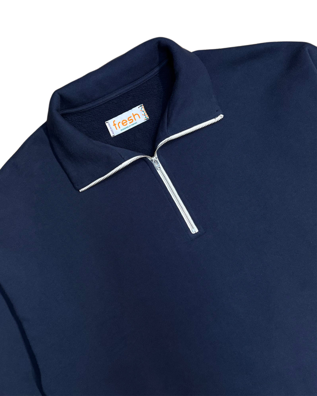 FRESH Barry Cotton Quarter-Zip Sweatshirt  in Navy