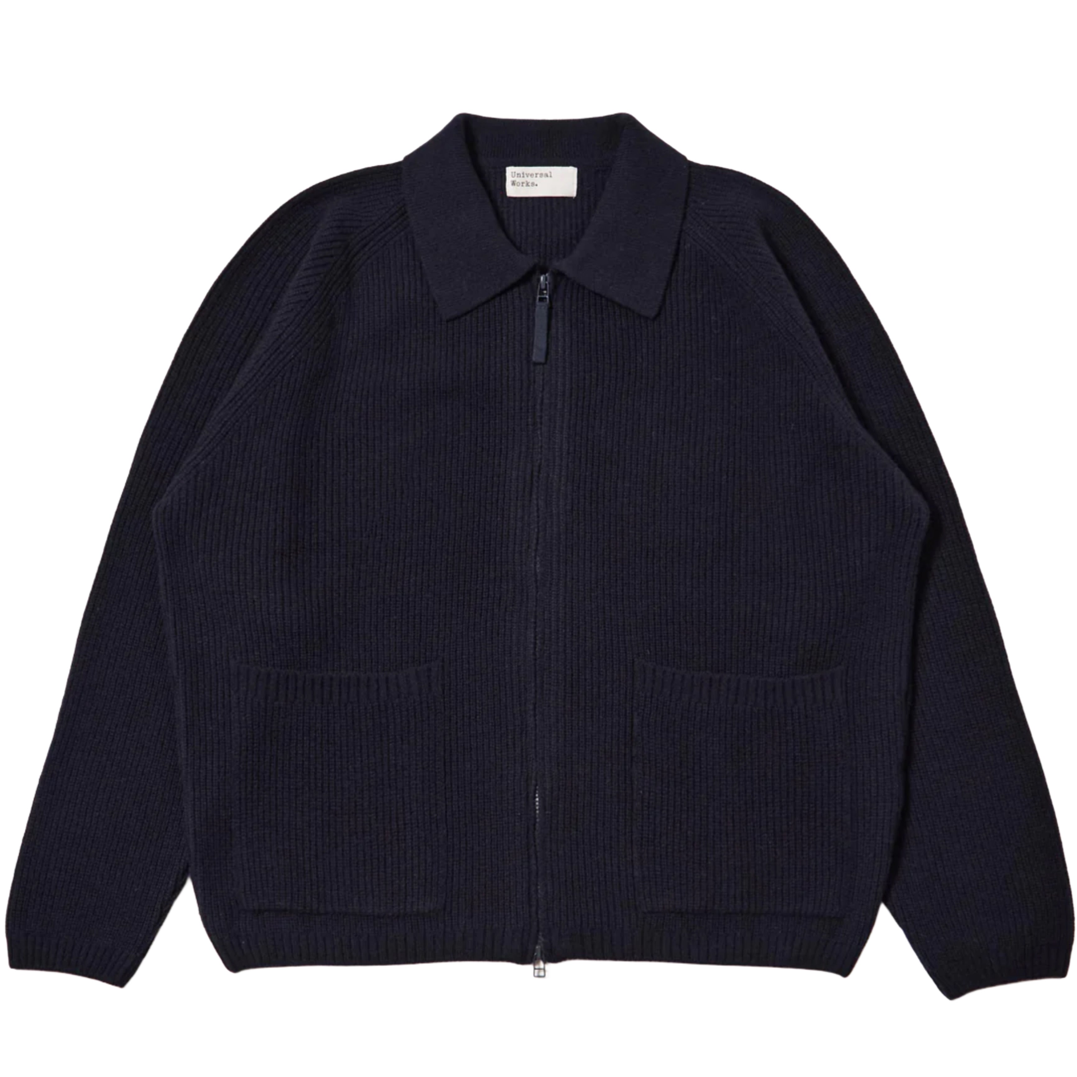 UNIVERSAL WORKS Navy Eco Wool Zip Cardigan