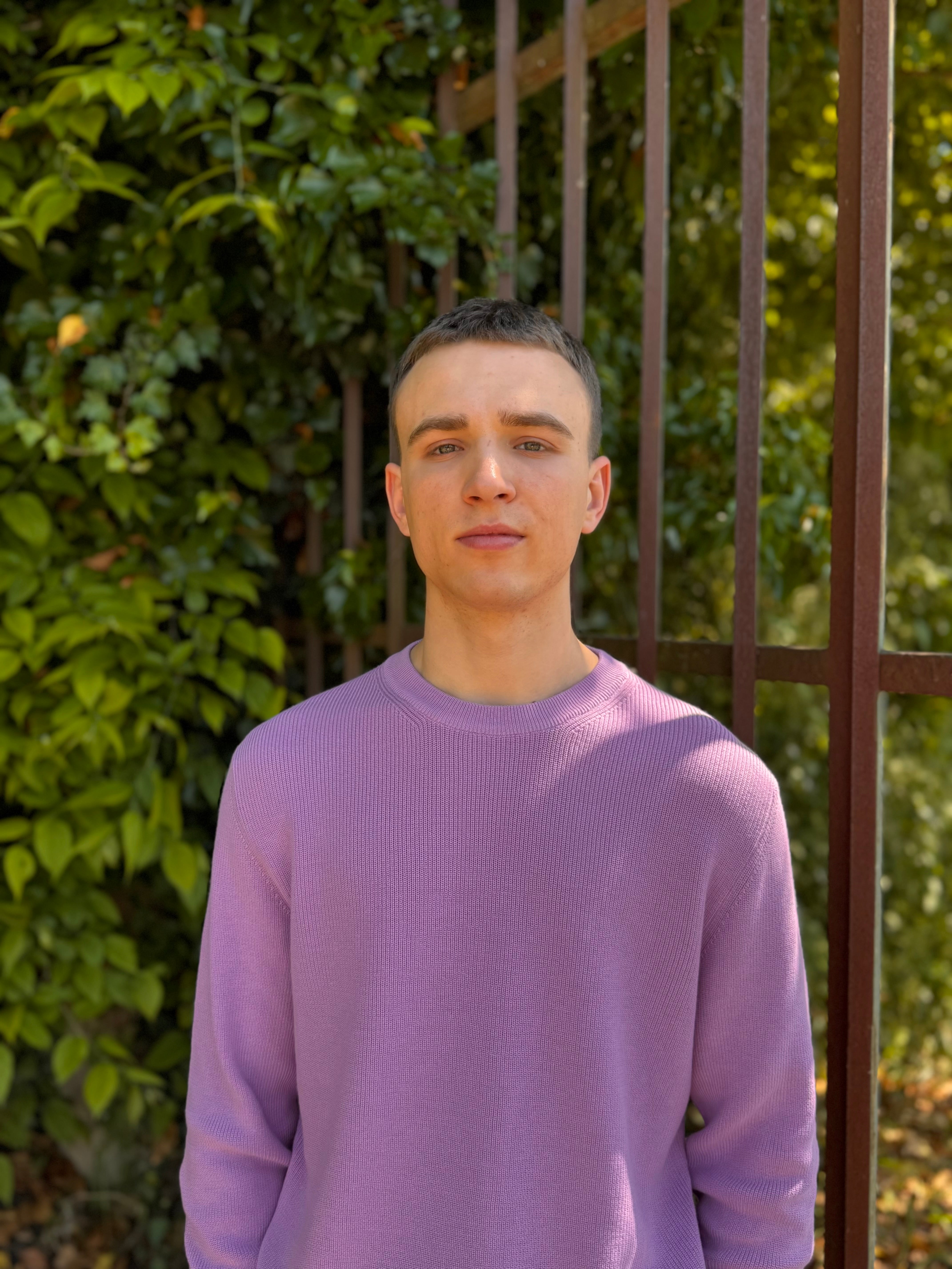 FRESH René Italian Cotton Crew Neck Sweater in Lilac
