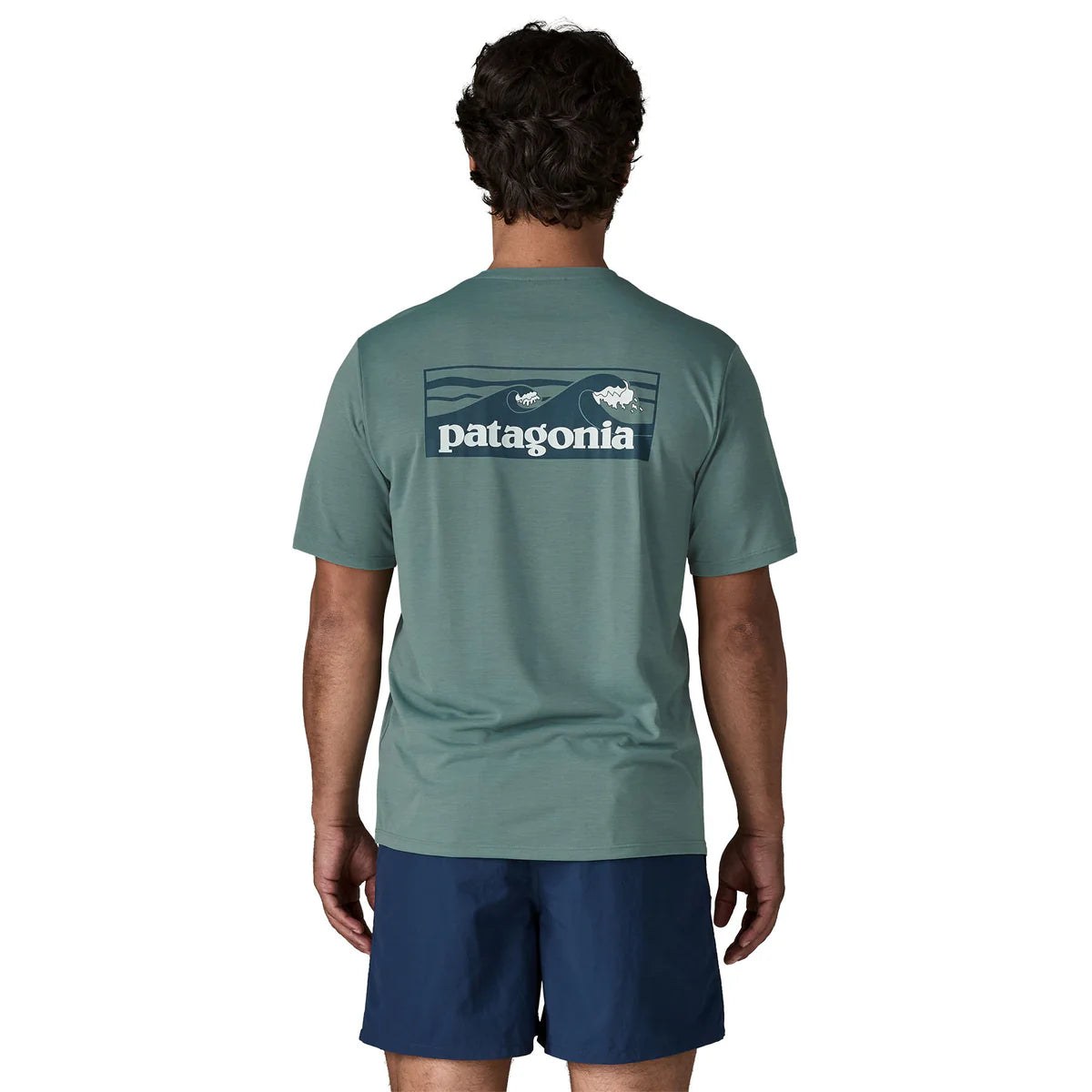 PATAGONIA T-shirt da uomo Capilene® Cool Daily - Logo Boardshort Blue Sage - Light Blue Sage X-Dye