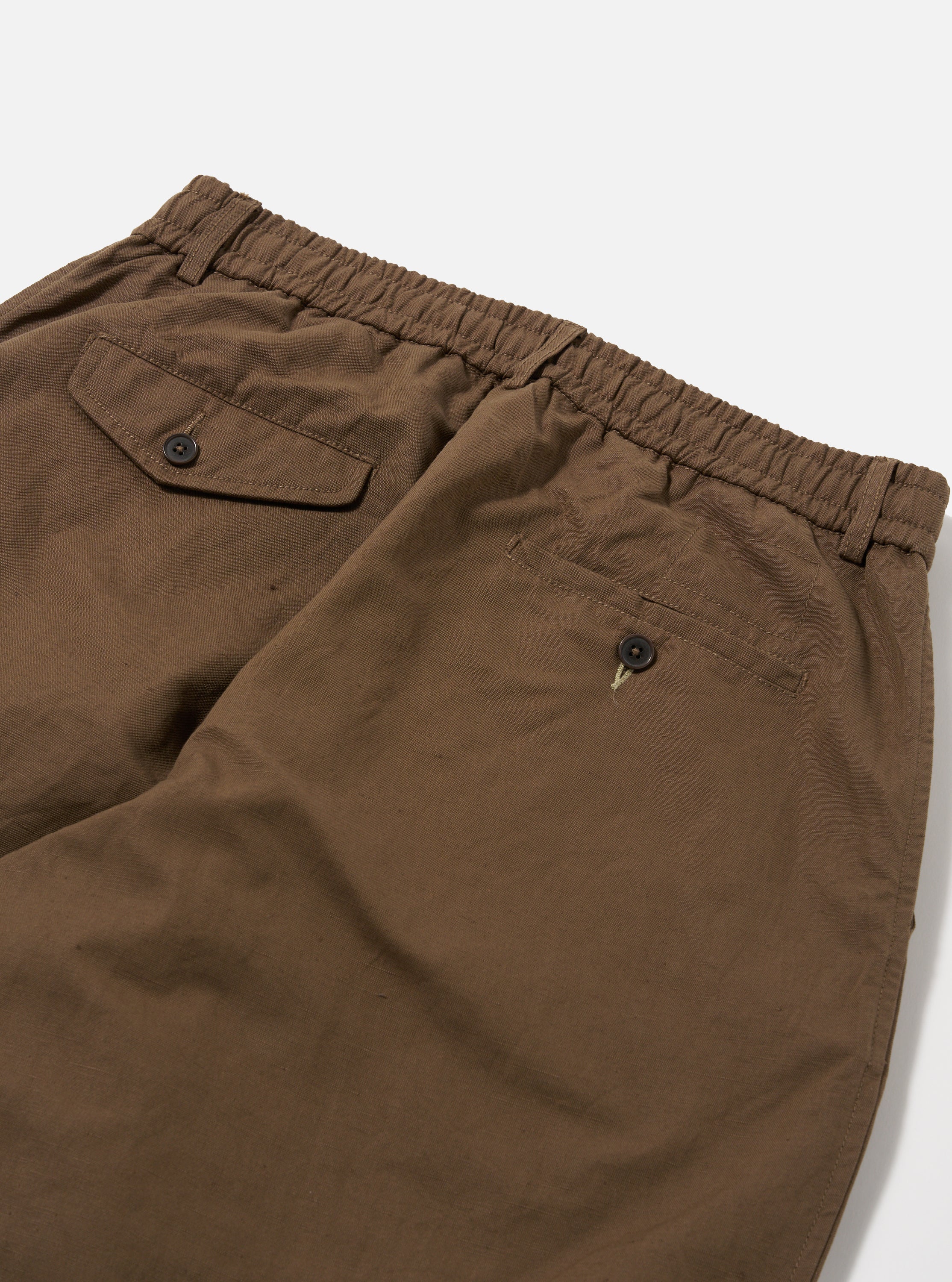 UNIVERSAL WORKS Oxford Pant in Khaki Linen Slub Weave