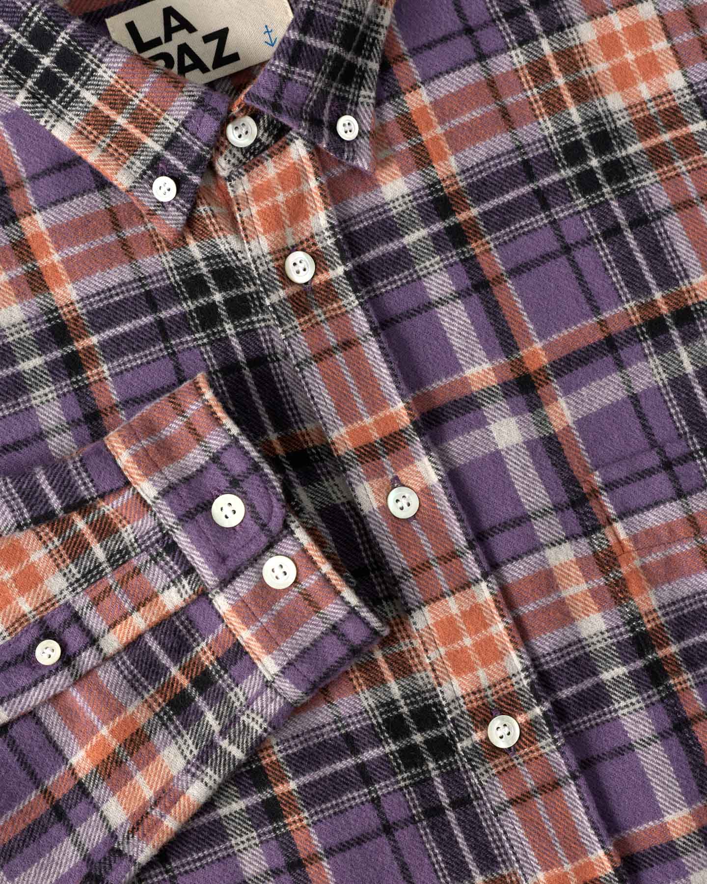 Chemise en flanelle à carreaux LA PAZ Branco manches longues - Raisin