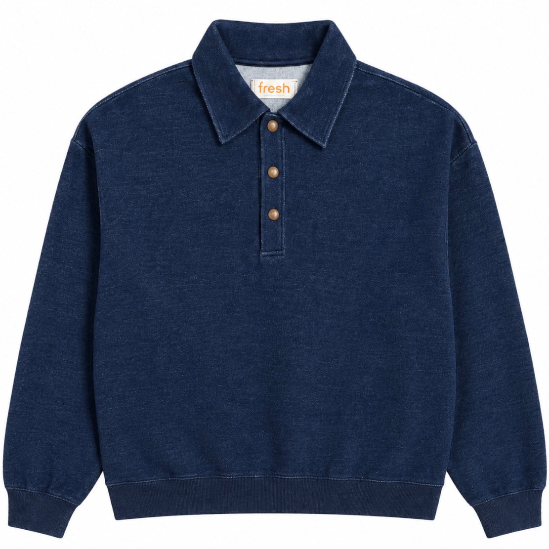 FRESH Bamboo Polo Sweater In Indigo Blue