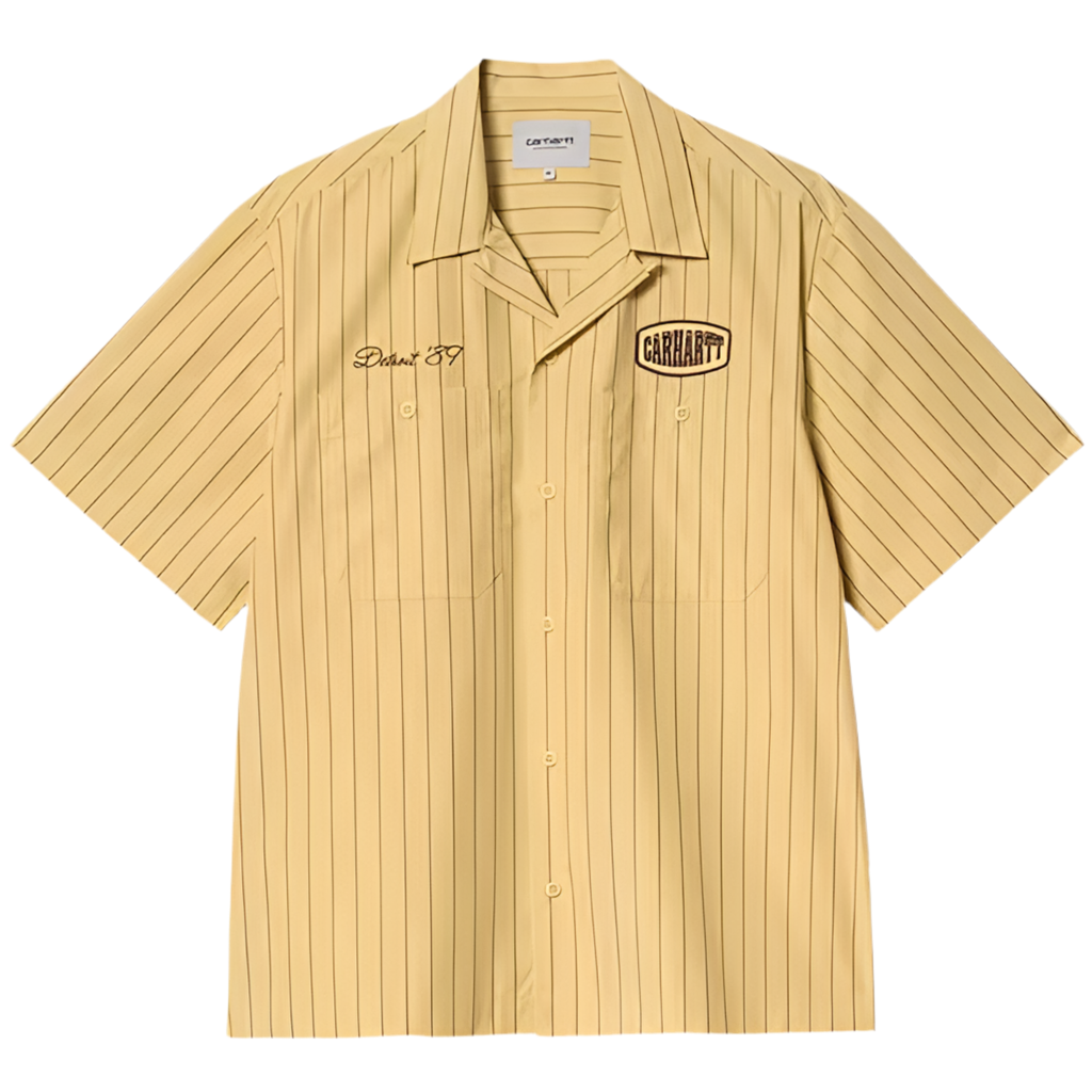 CARHARTT WIP S/S Hendry Shirt Seaton Stripe Straw Liberica