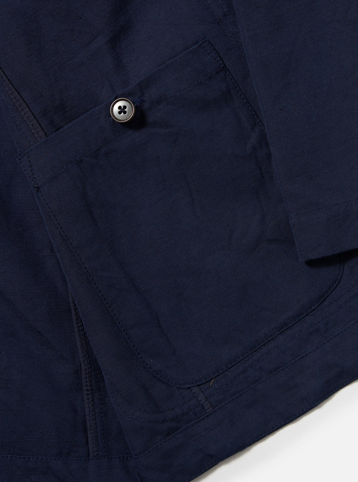 UNIVERSAL WORKS Navy Linen Slub Weave Bakers Jacket