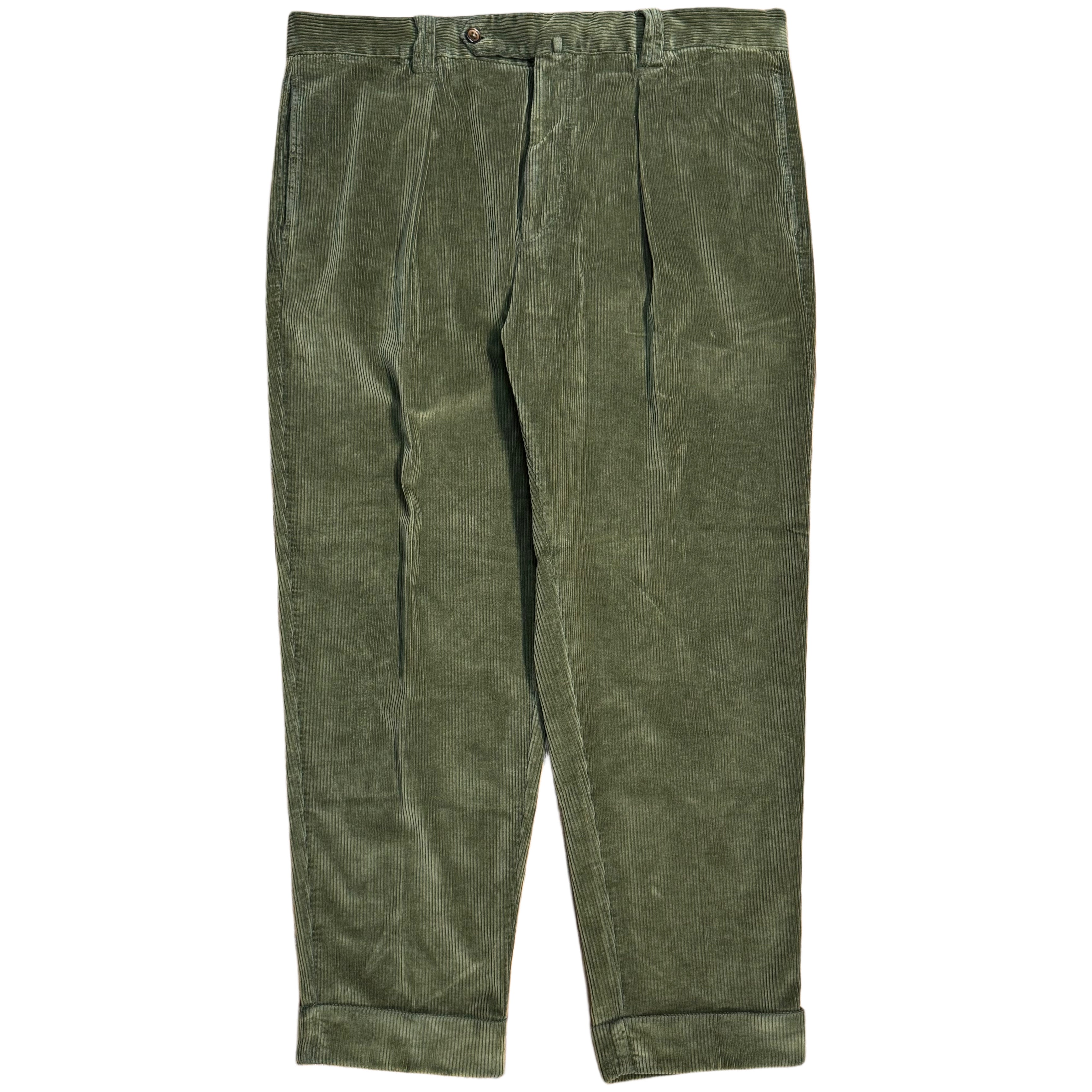 FRESH Camogli Corduroy Pleated Chino Pants In Green