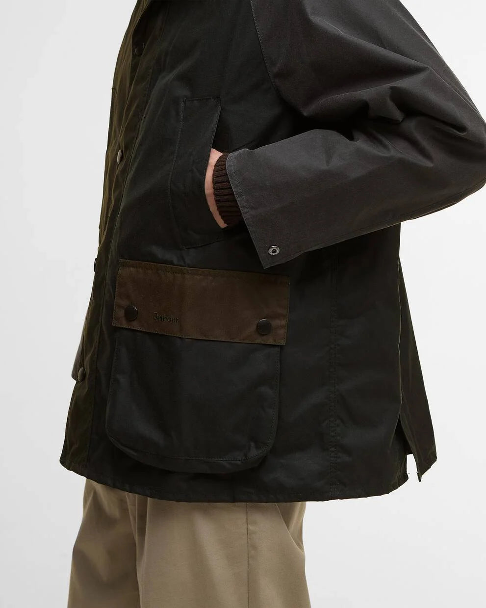 BARBOUR Patchwork Oversized Bedale Waxed Jacket Sage Multi