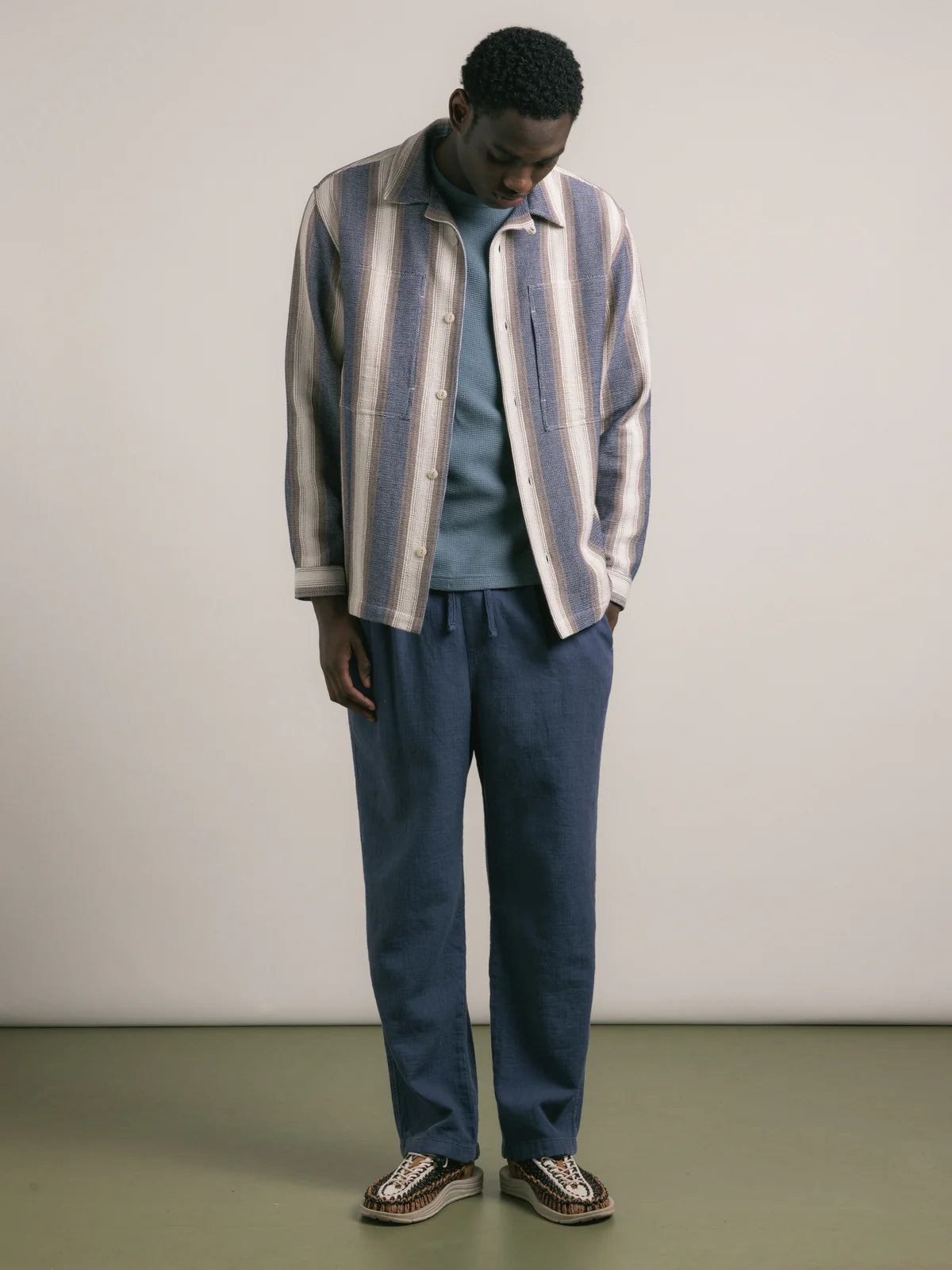 KESTIN Doune Pant in Navy Slub Cotton