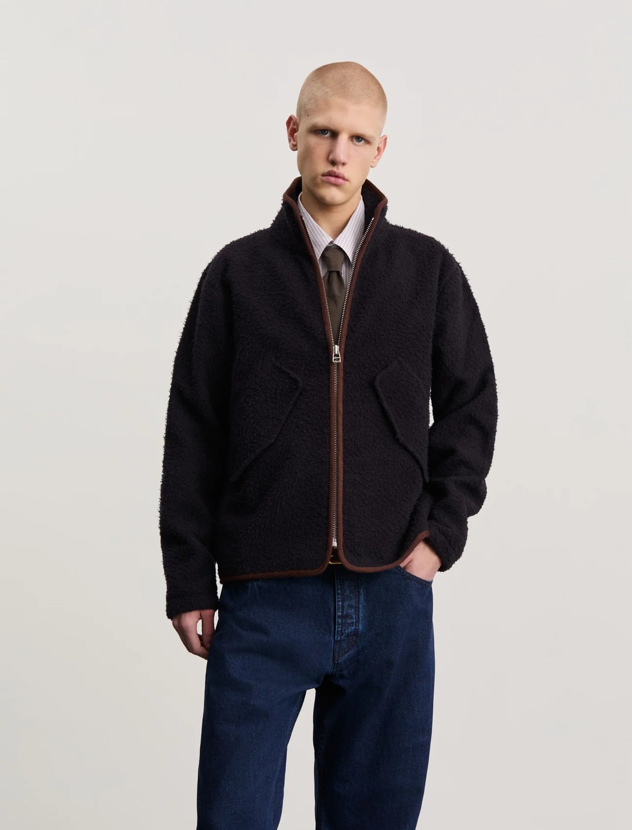 ANOTHER ASPECT Another Fleece Jacket 1.0 Navy Brown