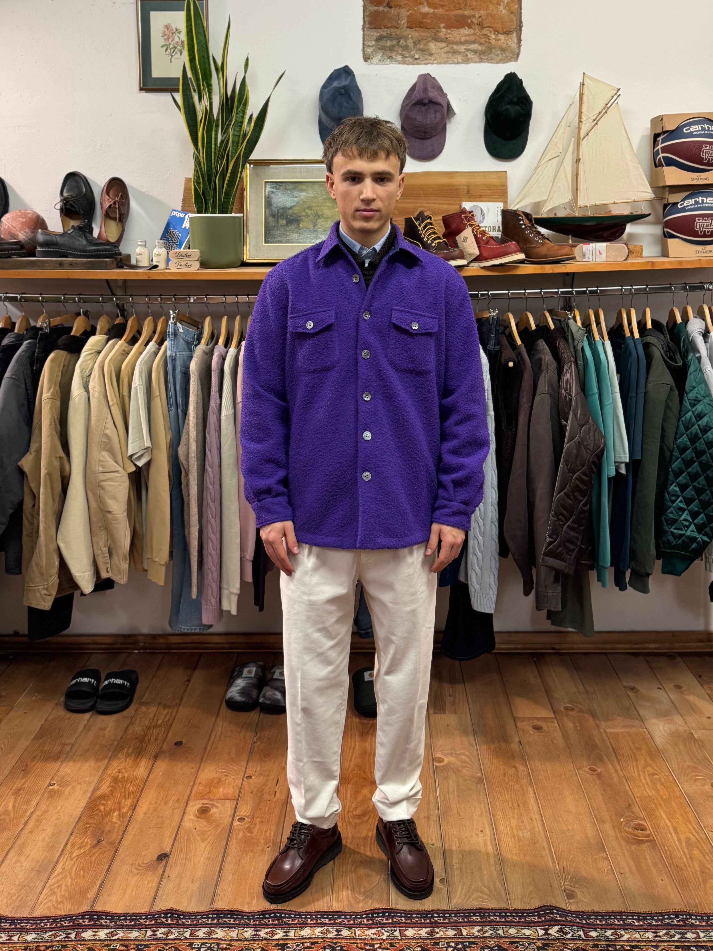 FRESH Casentino Wool Overshirt in Purple