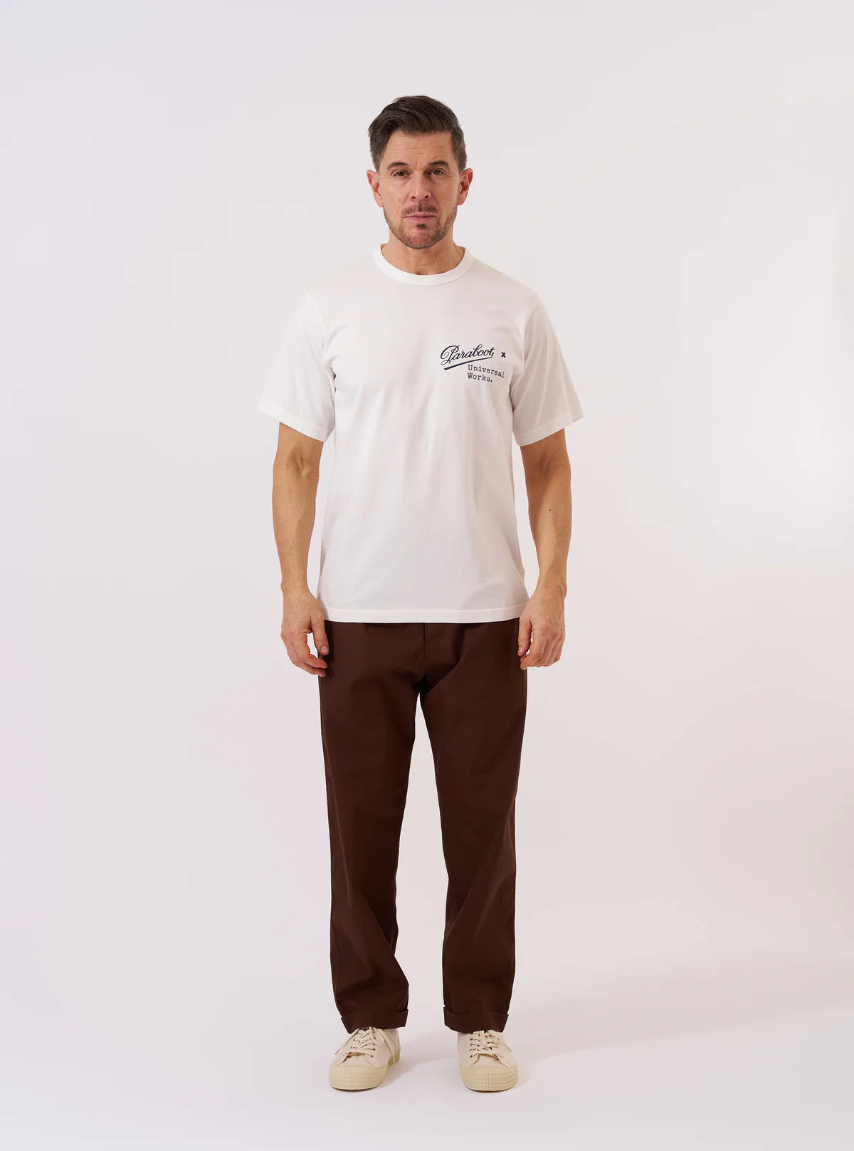 T-shirt Paraboots x Universal Works en jersey simple écru imprimé