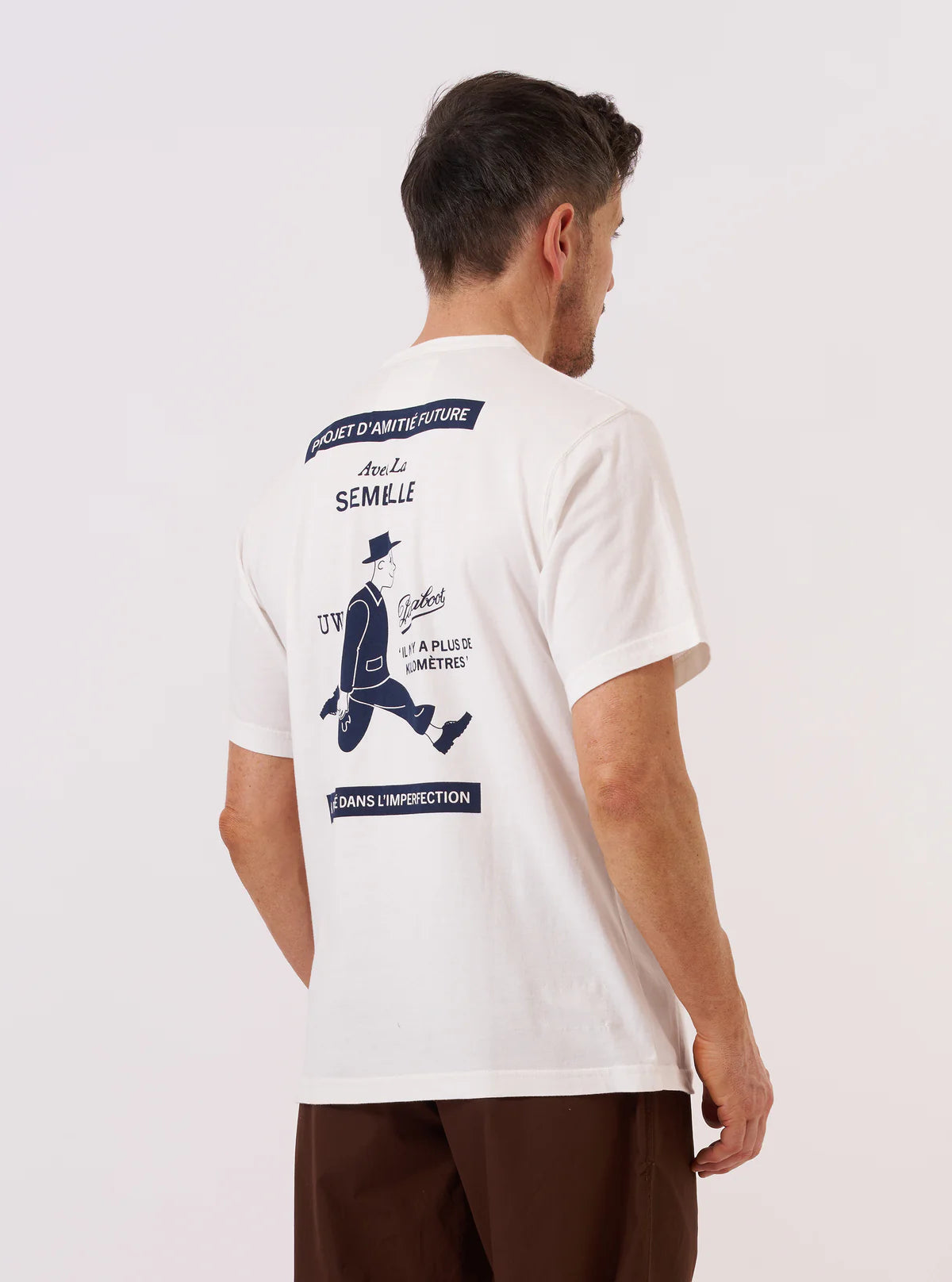 T-shirt Paraboots x Universal Works en jersey simple écru imprimé
