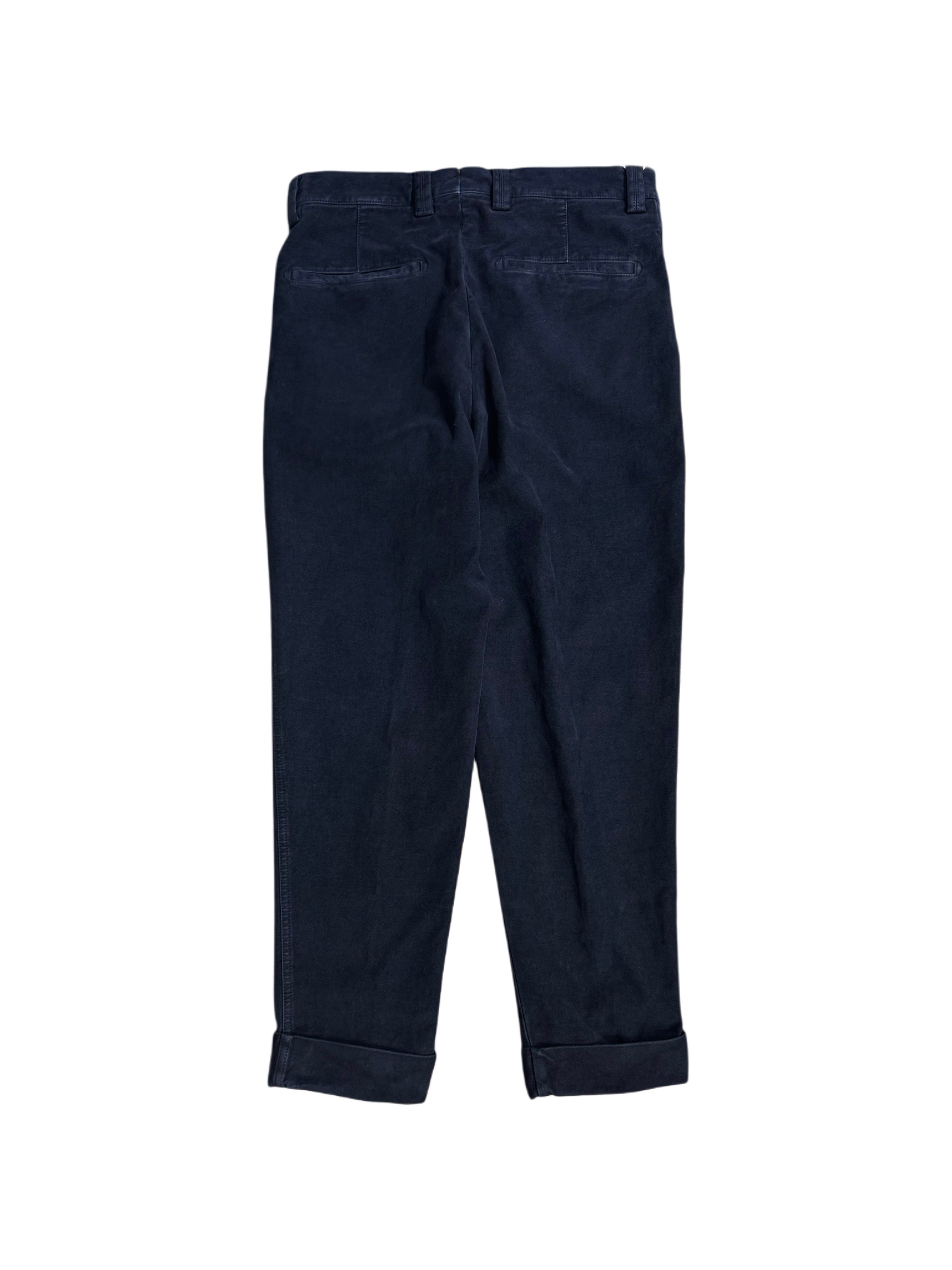 FRESH Camogli Moleskin Pleated Chino Pants In Navy