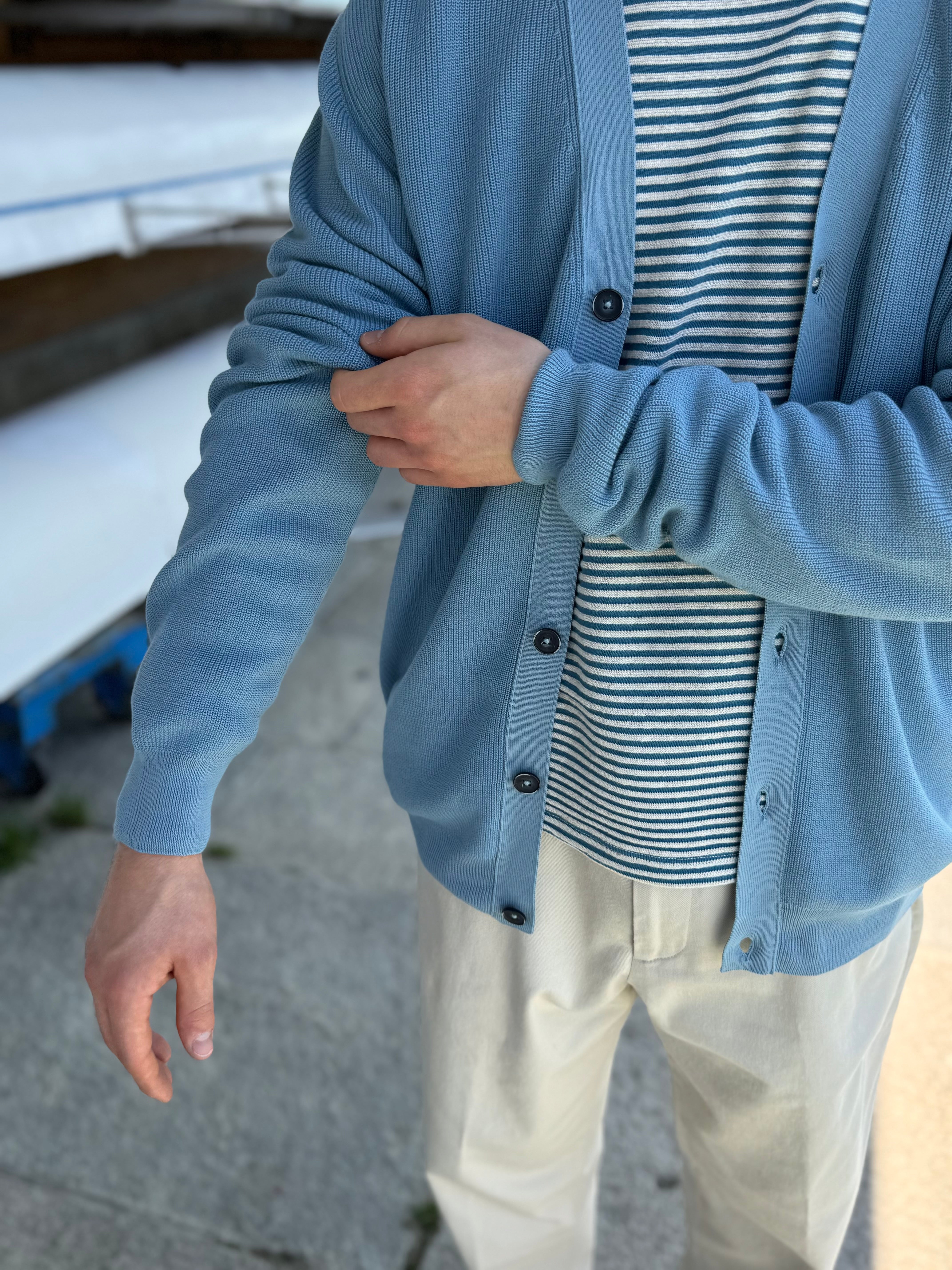 Cardigan FRESH Scott in cotone italiano color azzurro