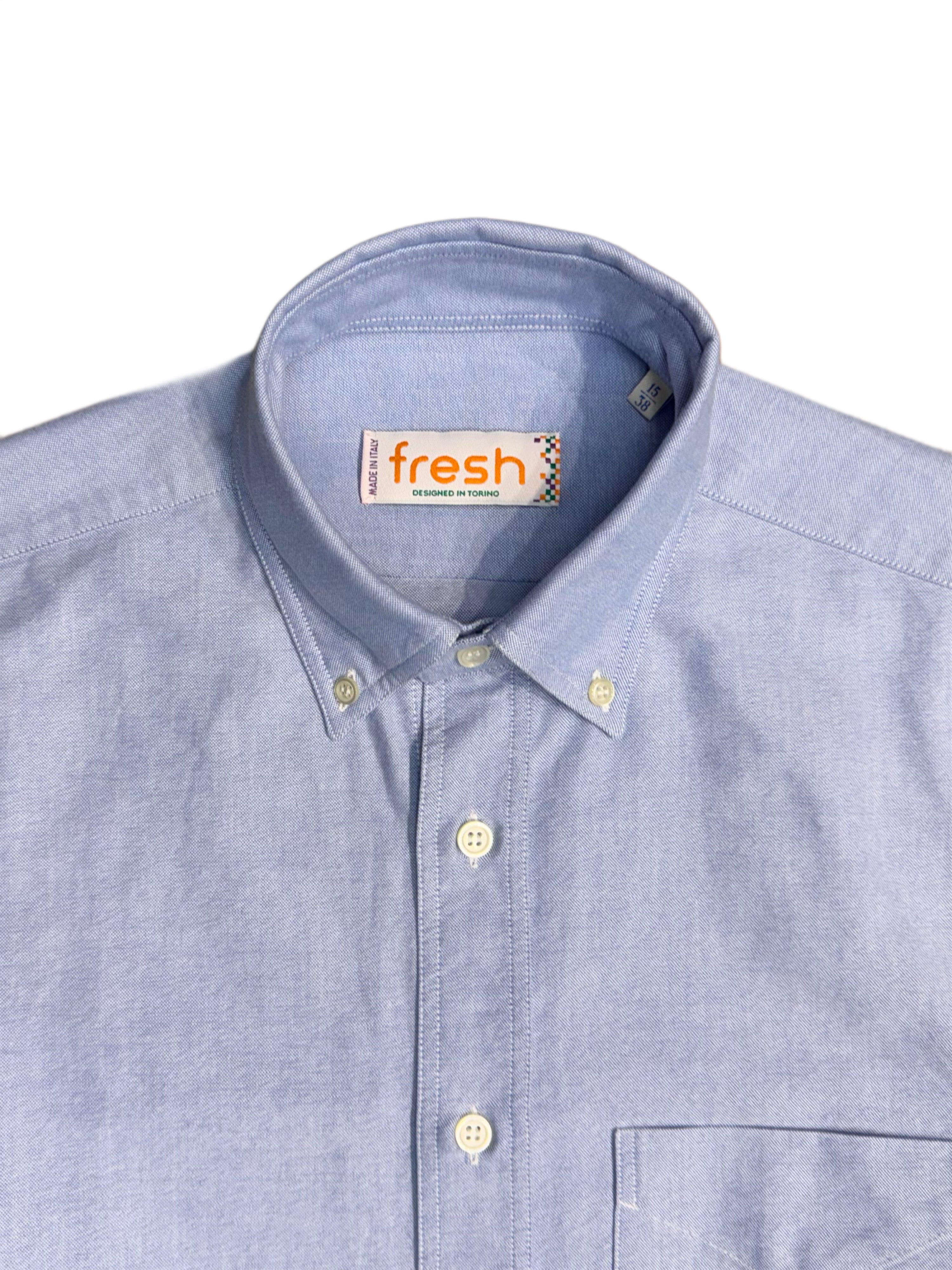 FRESH Light Blue Oxford Cotton Button Down Shirt