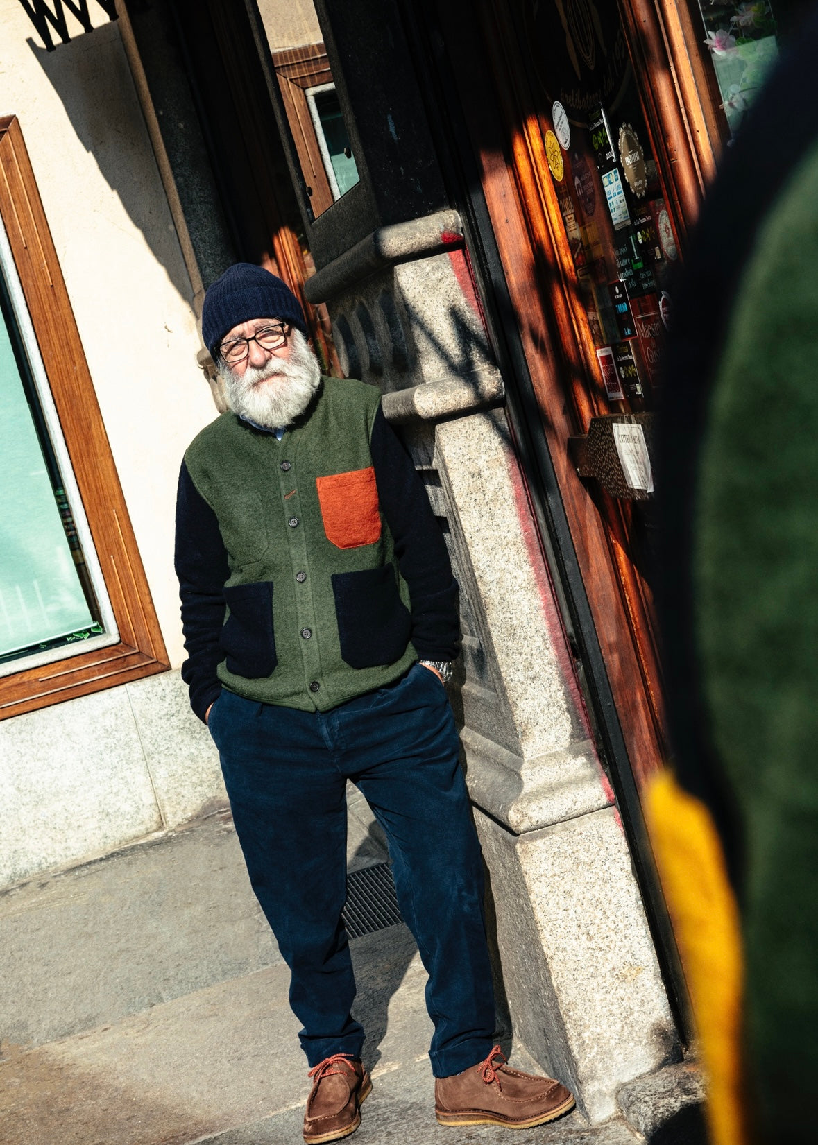 UNIVERSAL WORKS x Fresh Cardigan Wool Fleece Olive Rust