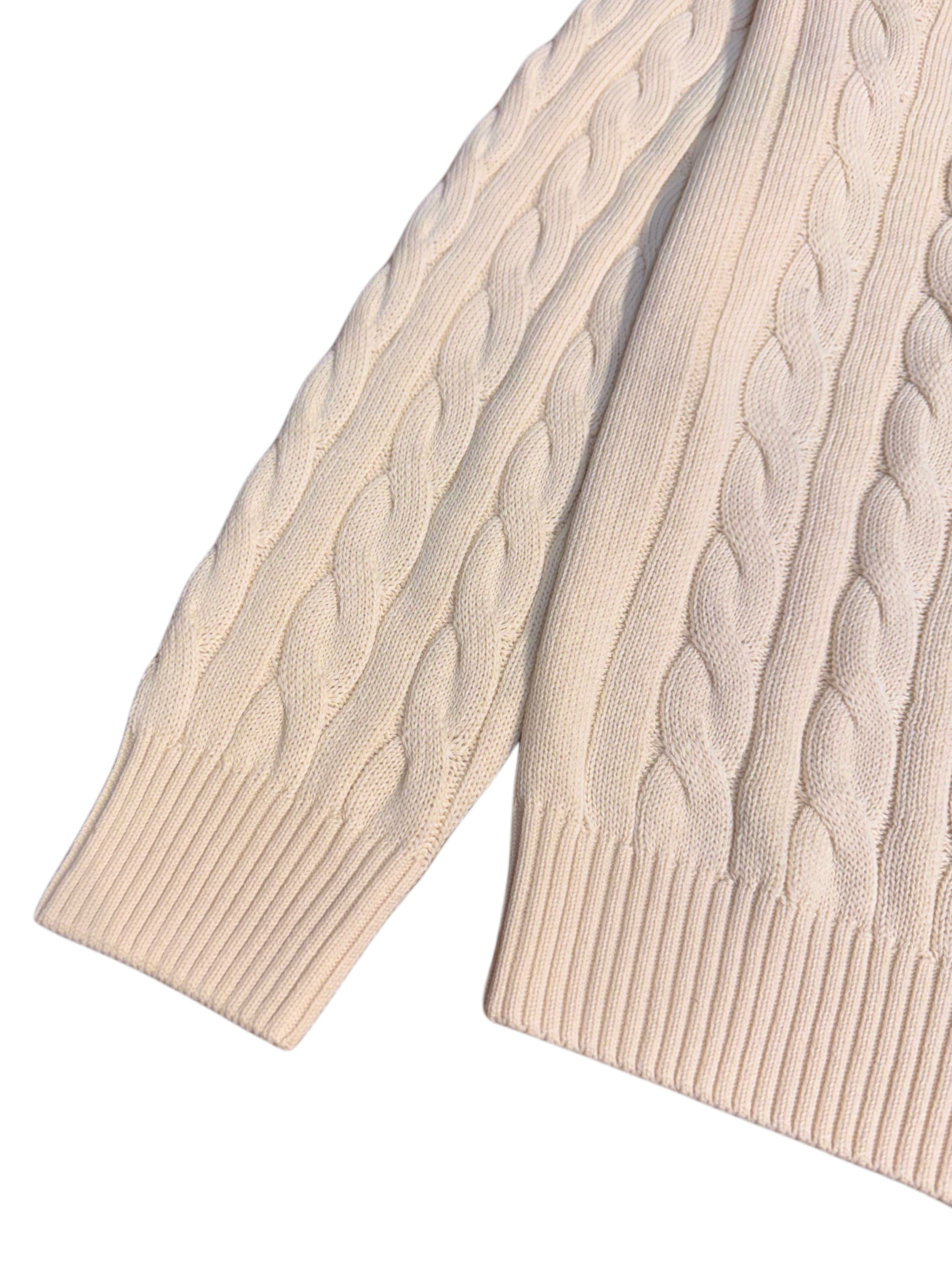 Pull en maille torsadée en coton blanc NEUF