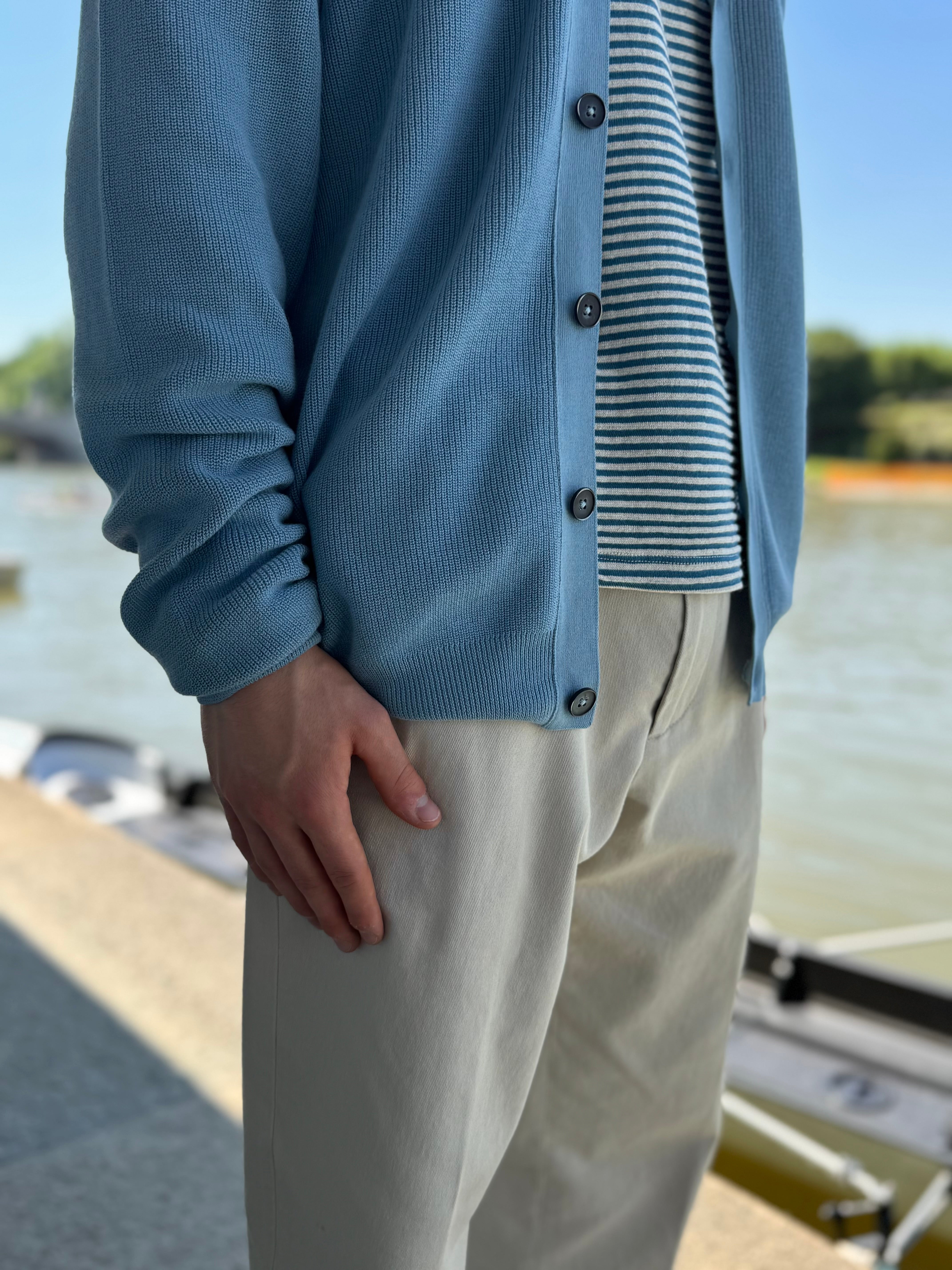 Cardigan FRESH Scott in cotone italiano color azzurro