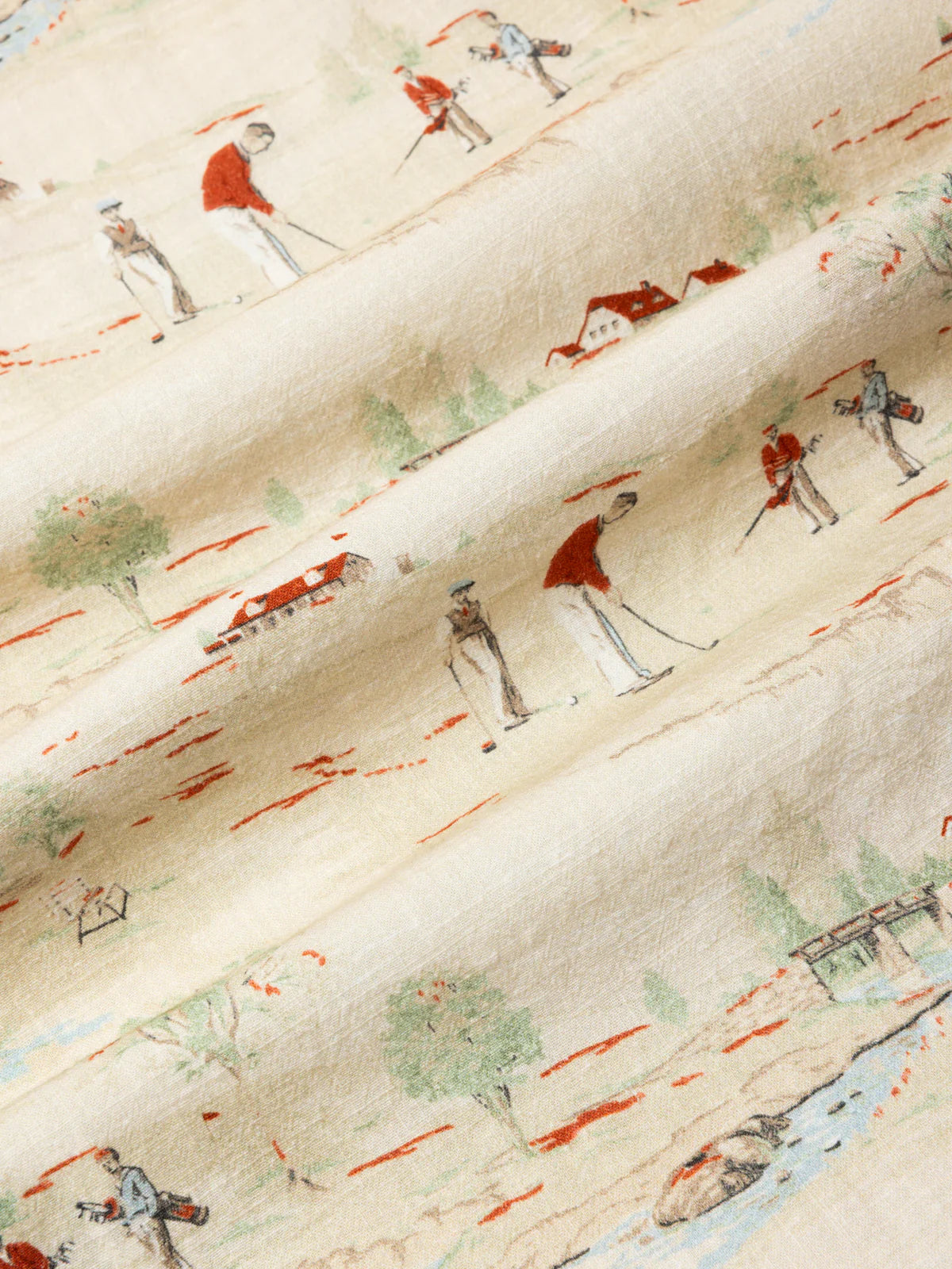 KESTIN Crammond Shirt in Oatmeal Golf Print Cotton