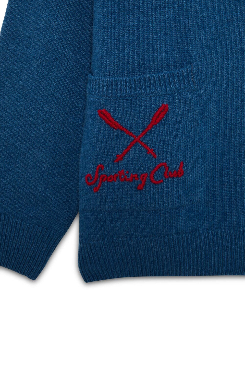 PRESIDENT’s Cardigan pocket P'S
Lambswool Embroidery Ocean Blue