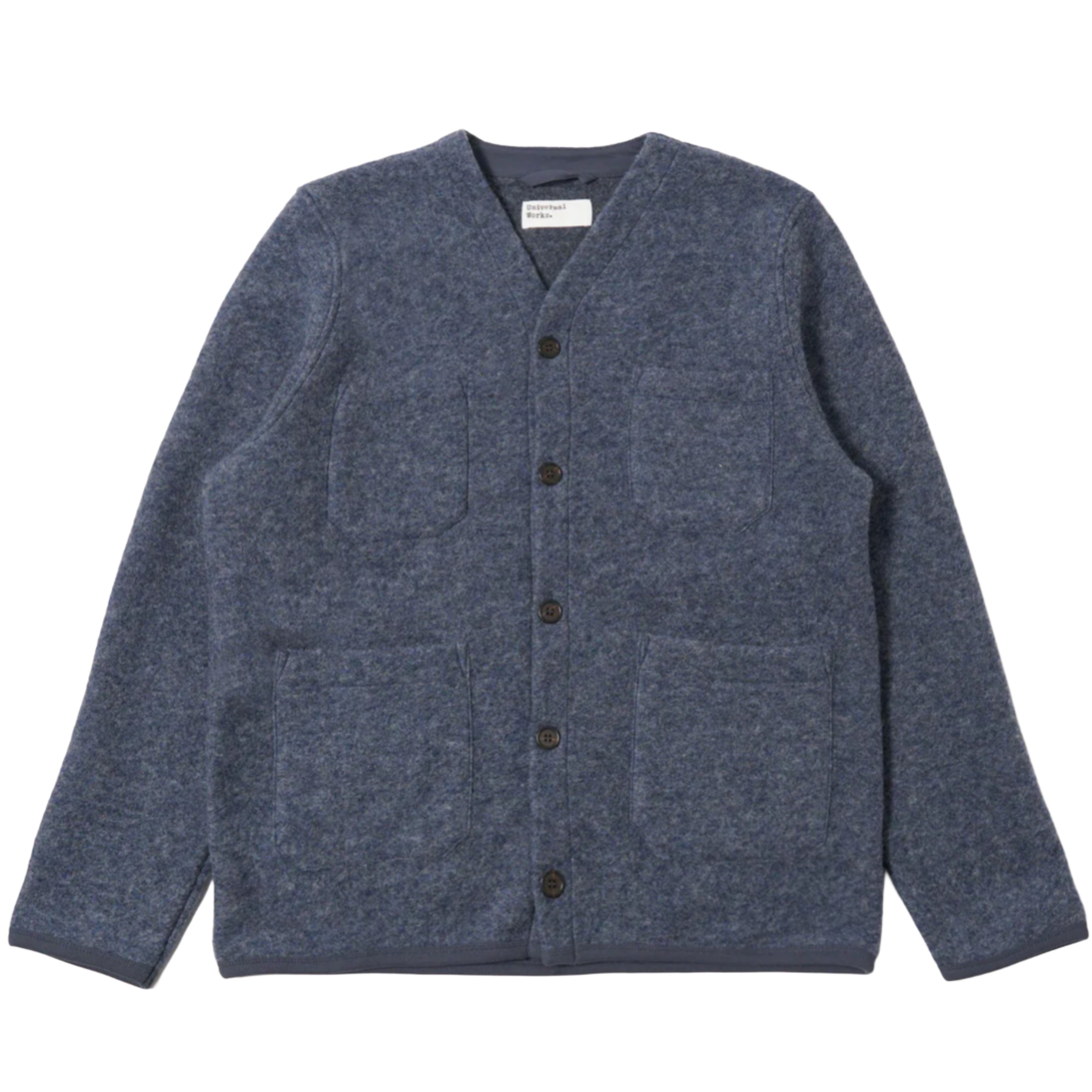UNIVERSAL WORKS Slate Blue Wool Fleece Cardigan