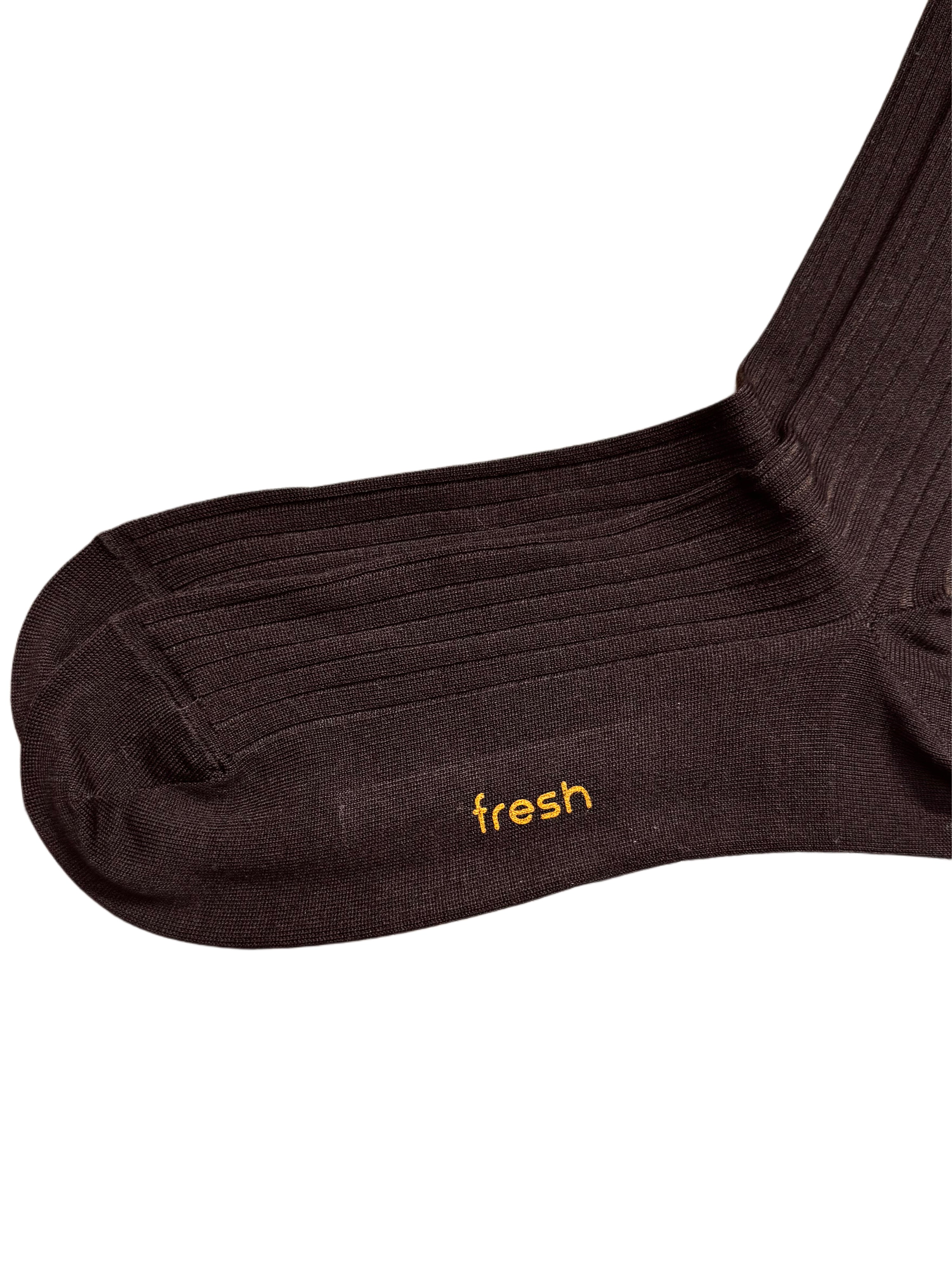 FRESH Cotton Mid-Calf Lenghth Socks In Brown