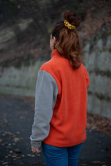 FRESH Yvon Half Zip Fleece Pullover Orange