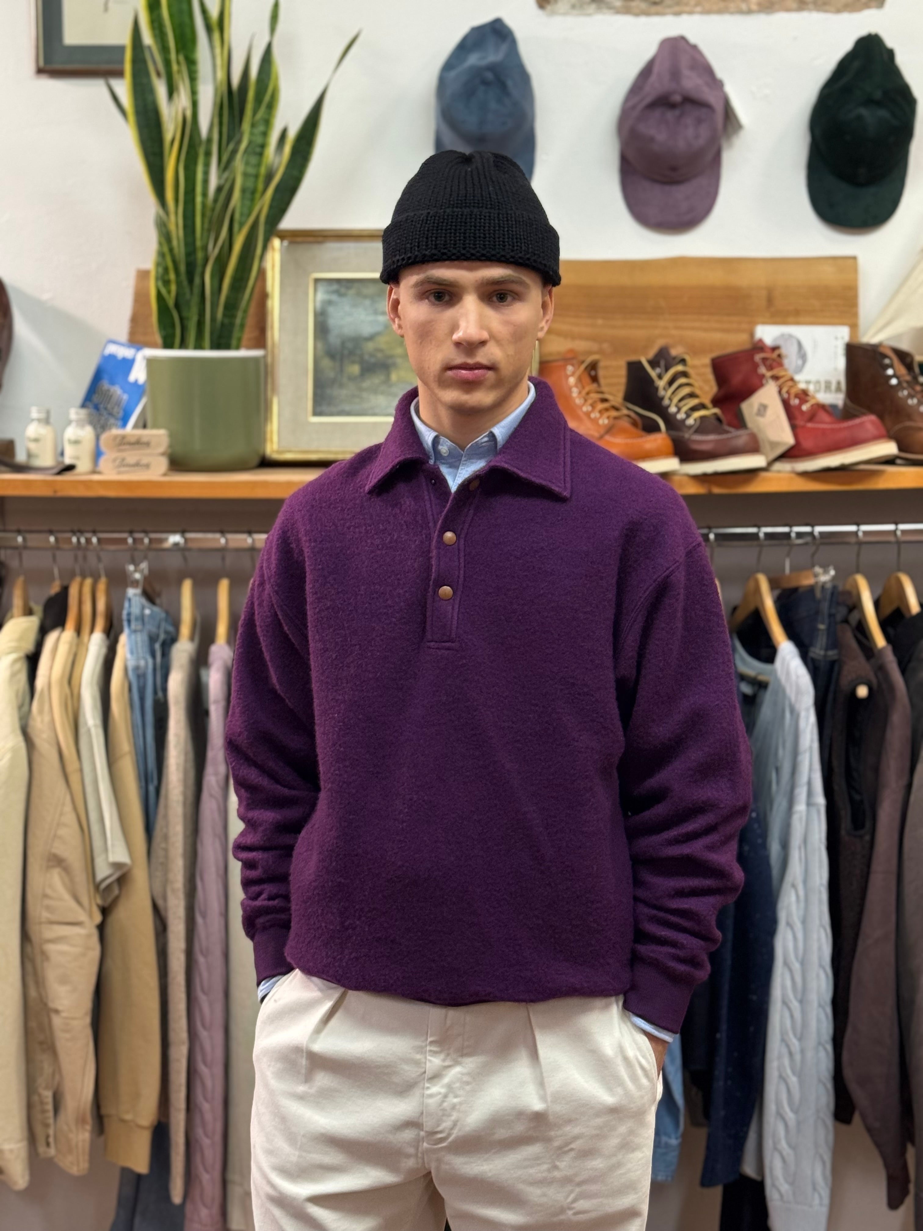 FRESH Bamboo Polo Sweater In Purple