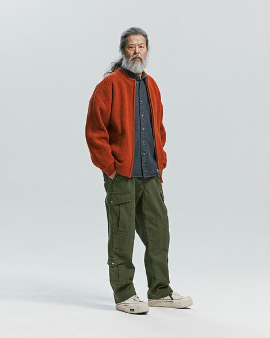 FRIZMWORKS Wool Deck Zip Up Cardigan Brick