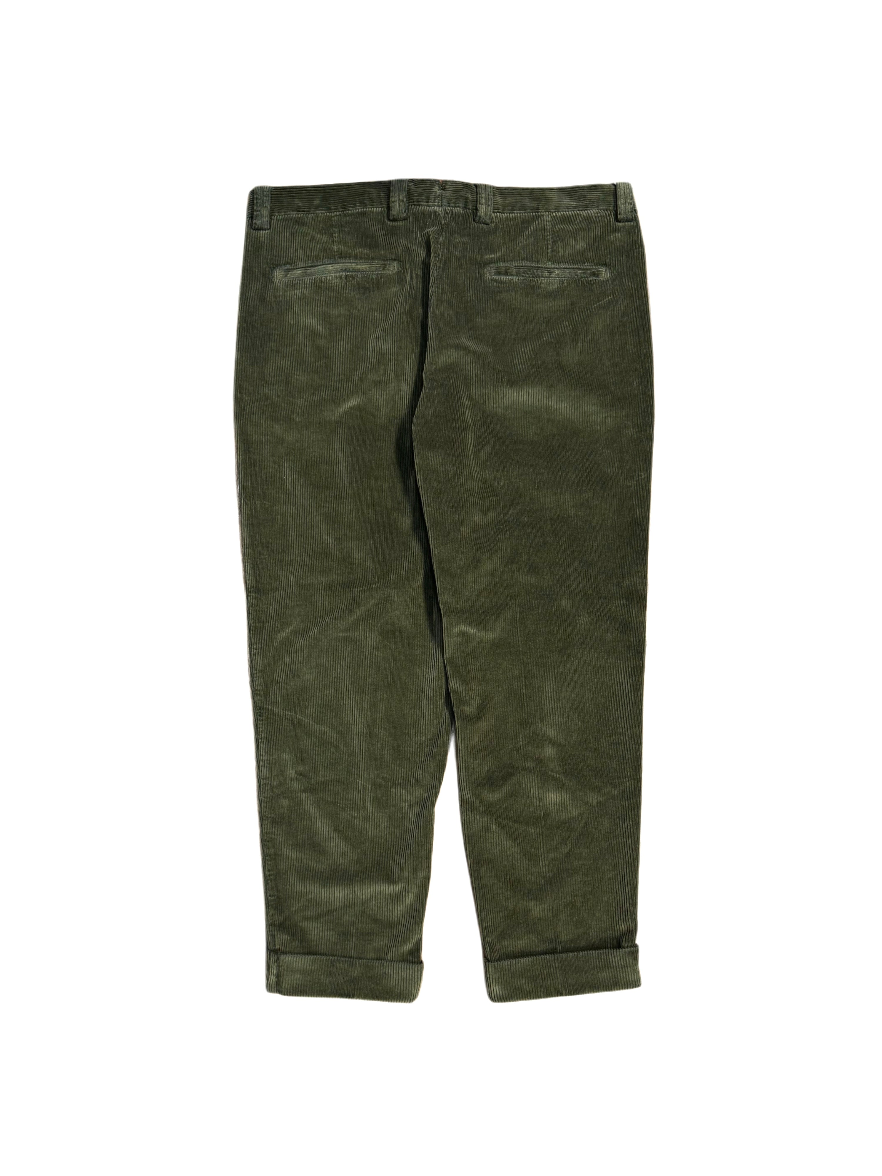 FRESH Camogli Corduroy Pleated Chino Pants In Green