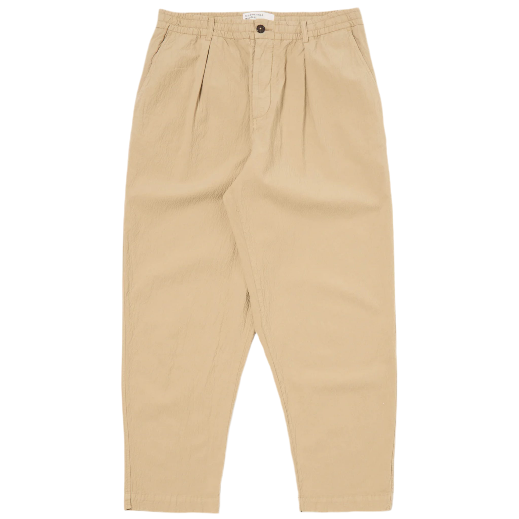 UNIVERSAL WORKS Pleated Track Pant in Sand Seersucker II