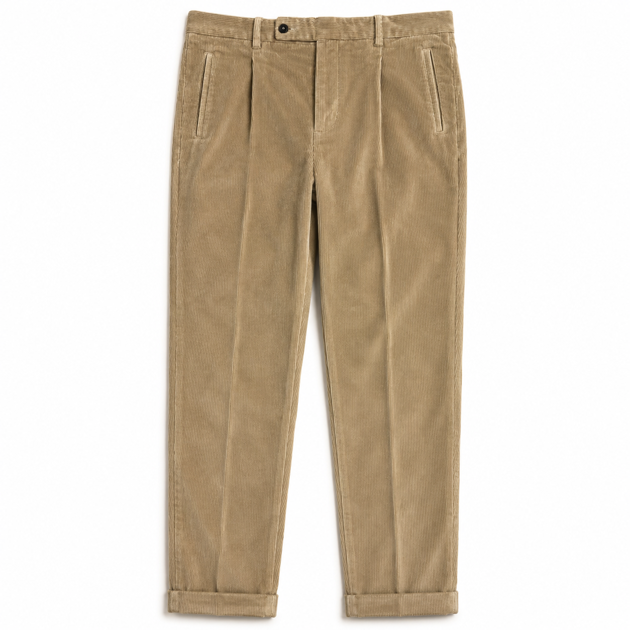 FRESH Corduroy Pleated Chino Pants In Walnuts
