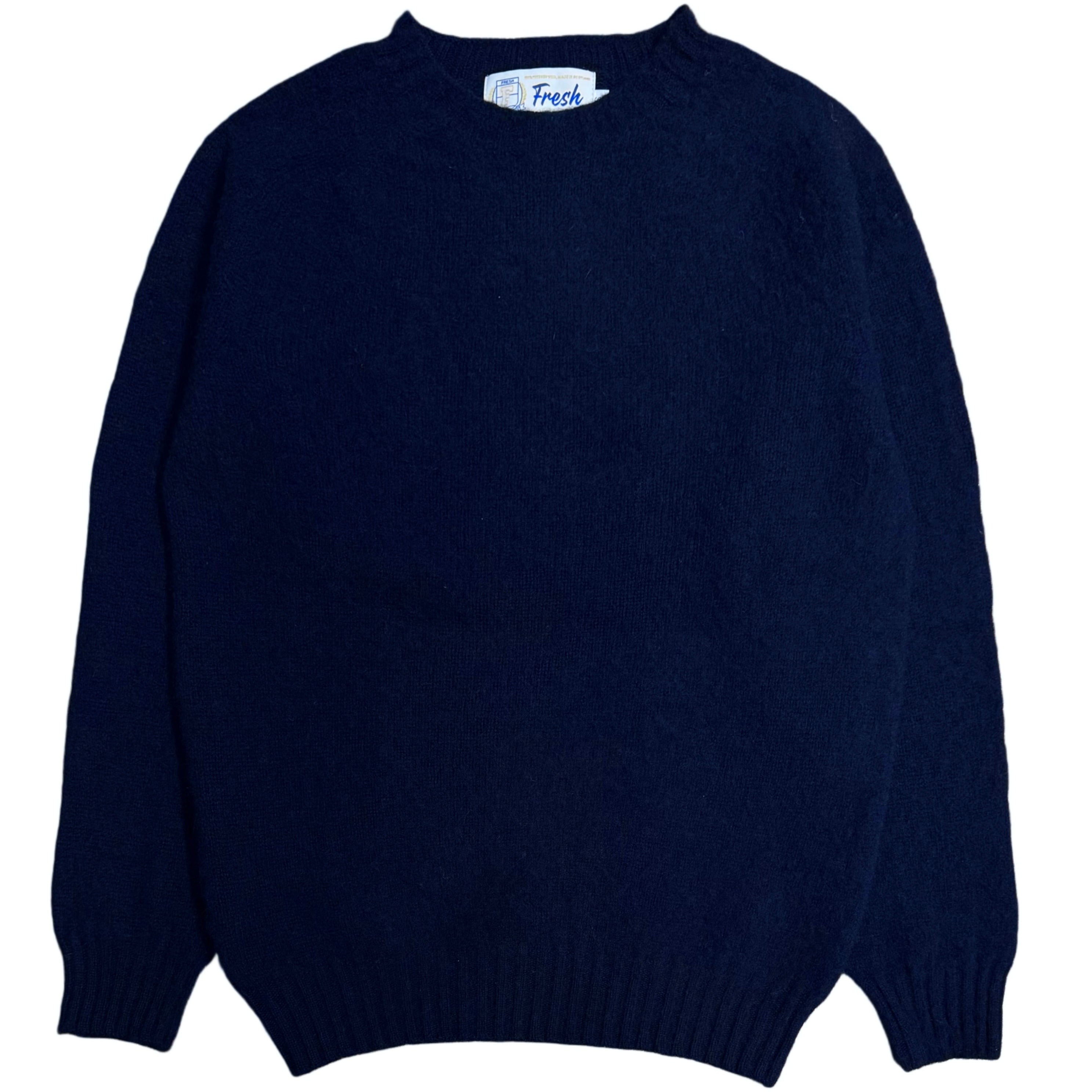 FRESH Sean Shaggy Shetland Wool Jumper In Navy