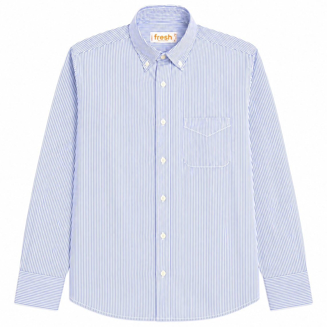 FRESH Button Down Indigo Striped Poplin Shirt