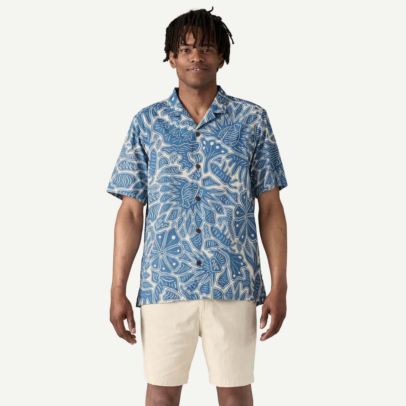 PATAGONIA Men's Tidal Threads Camp Shirt Bees and Flowers: Still Blue