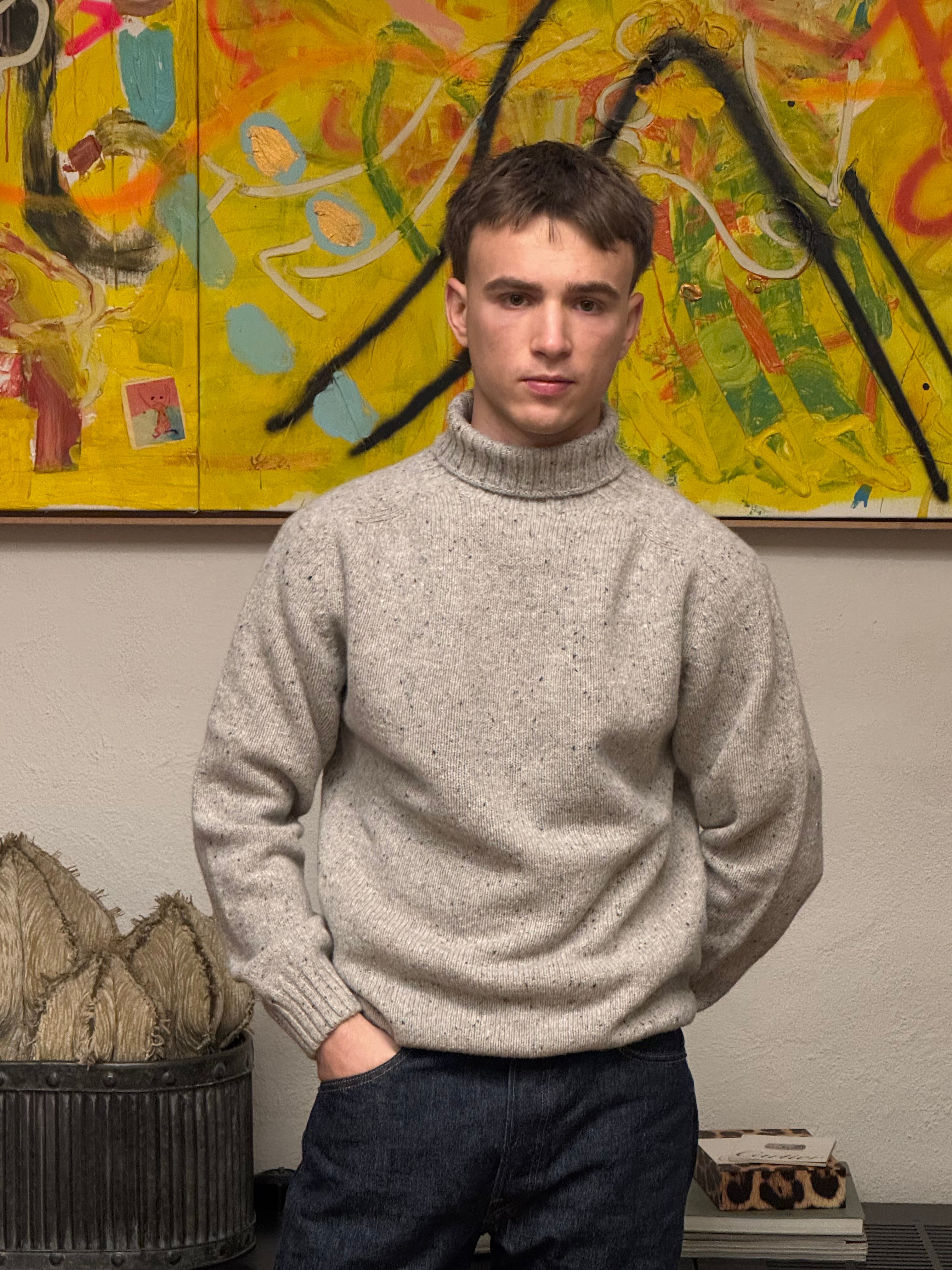 FRESH Mike Donegal Wool Turtleneck Sweater In Mull
