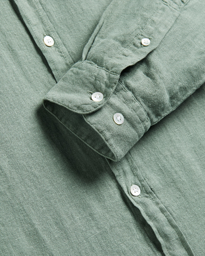 PORTUGUESE FLANNEL Linen Dry Green Shirt