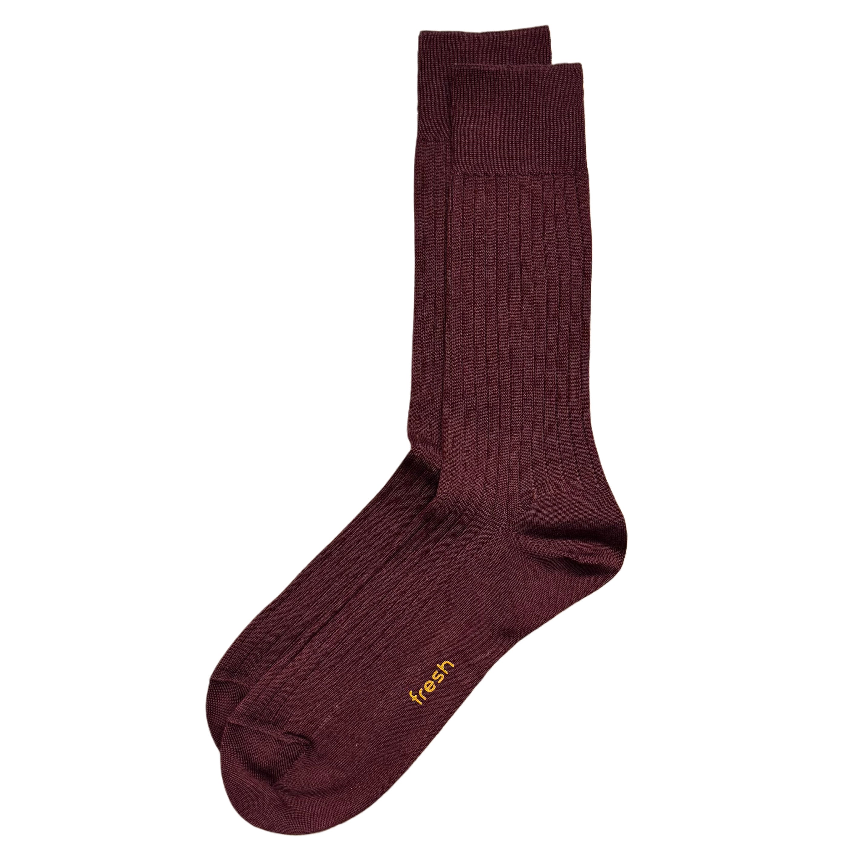 FRESH Cotton Mid-Calf Lenghth Socks In Bordeaux