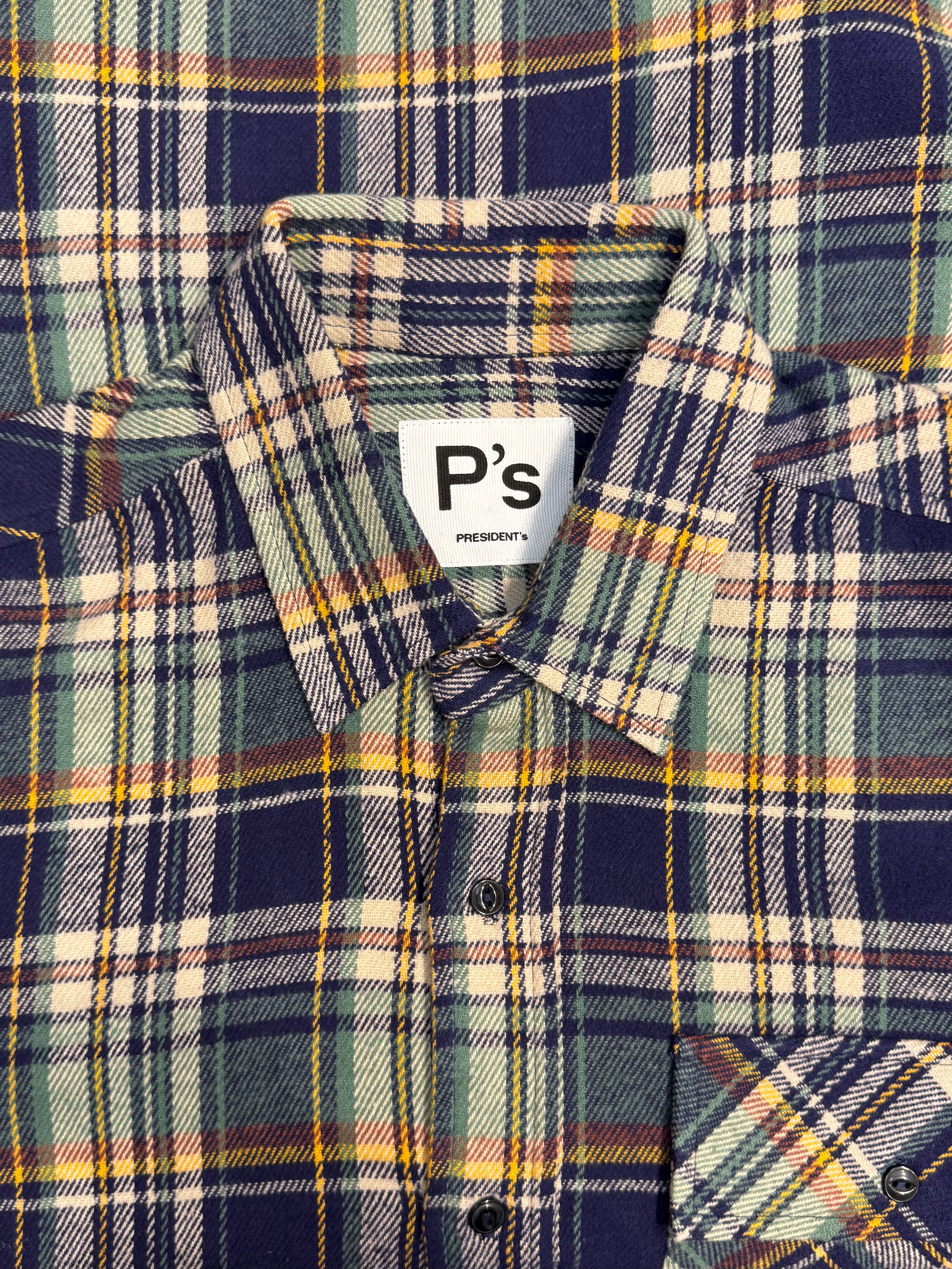 PRESIDENT’s Shirt Kith P'S Flannel check Brushed Blue/Gold
