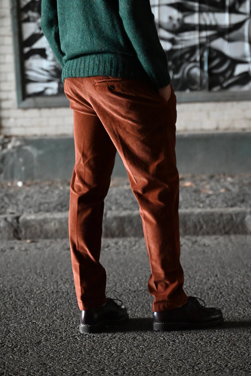 FRESH Corduroy Pleated Chino Pants In Copper