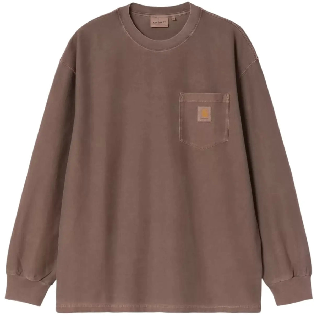 CARHARTT WIP T-Shirt Loose Maniche Lunghe con Taschino Tobacco Tinta in Capo