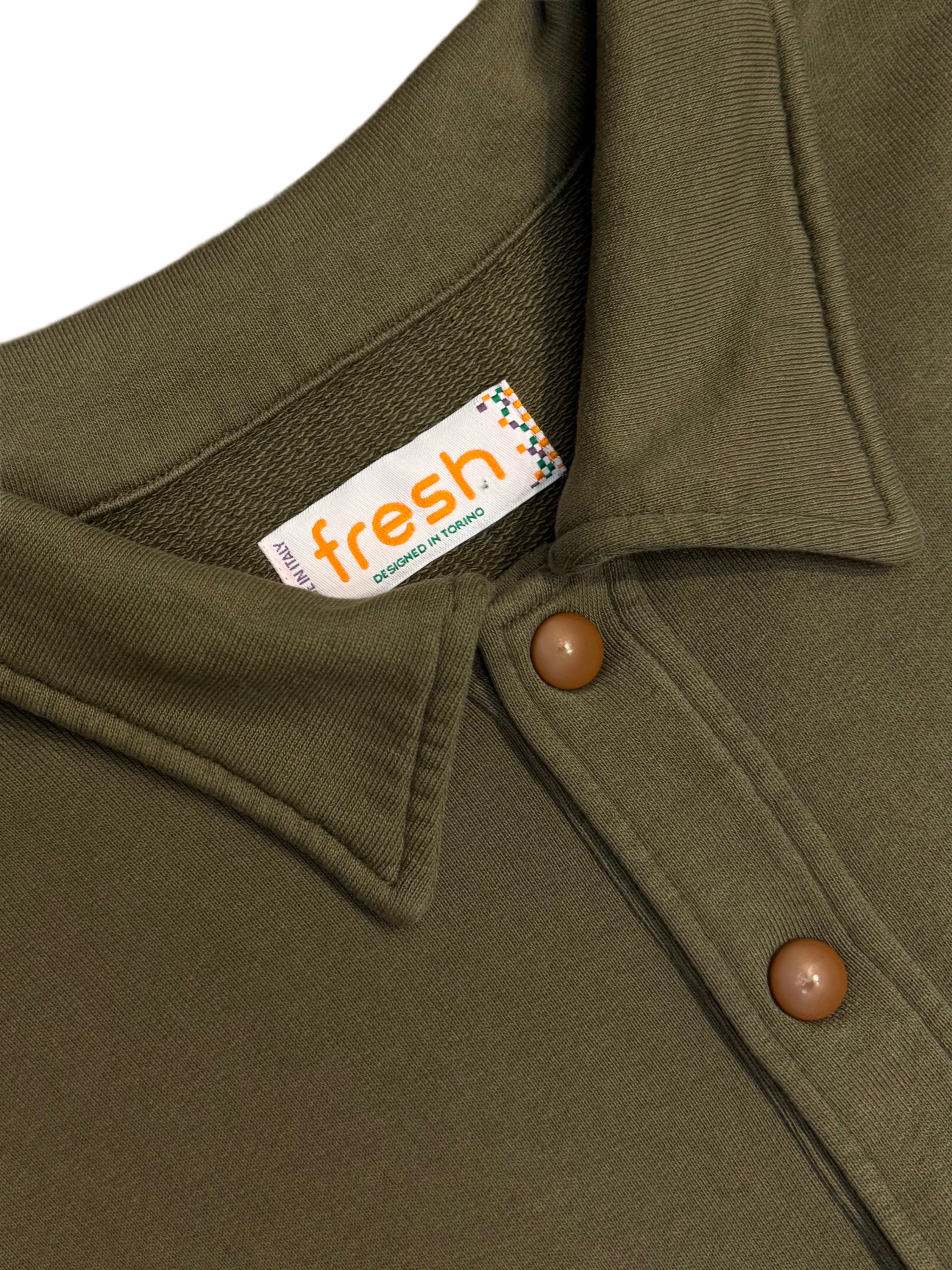 Felpa polo in cotone FRESH Mike in verde militare
