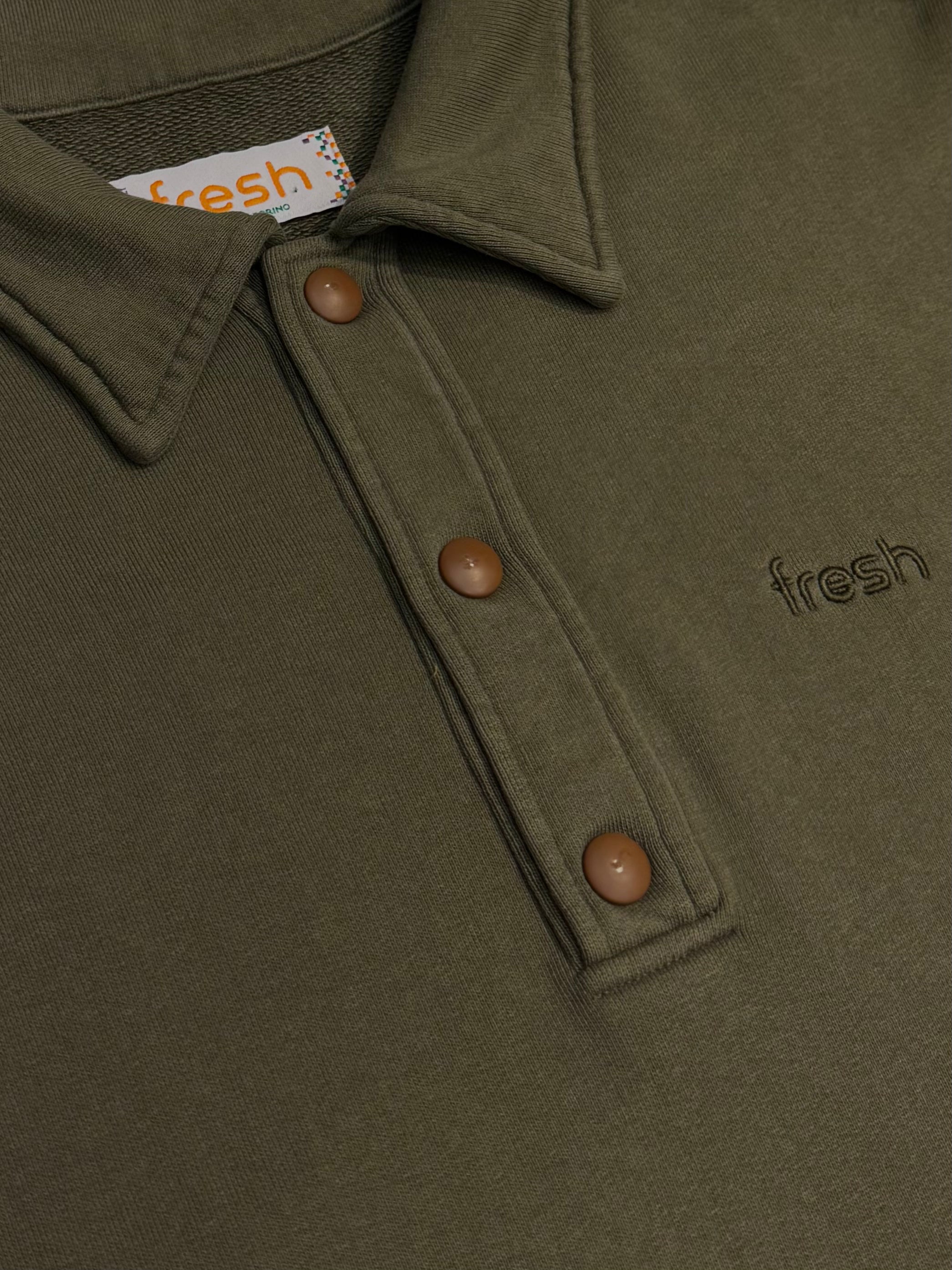 Felpa polo in cotone FRESH Mike in verde militare
